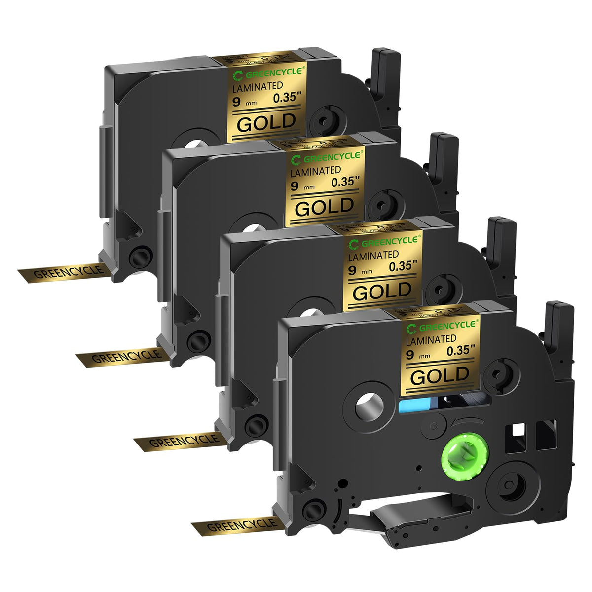 GREENCYCLE Compatible for Brother P-Touch Label Tape TZe-821 9mm 0.35" Laminated Gold TZe821 TZ-821