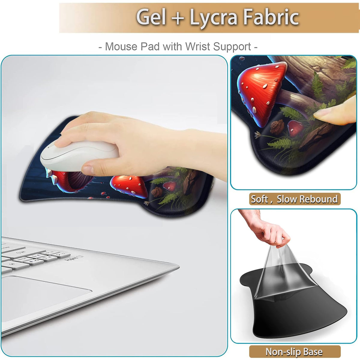 Keyboard Wrist Rest and Mouse Pad Wrist Support Set, Ergonomic Gel Mouse Pad Wrist Rest with