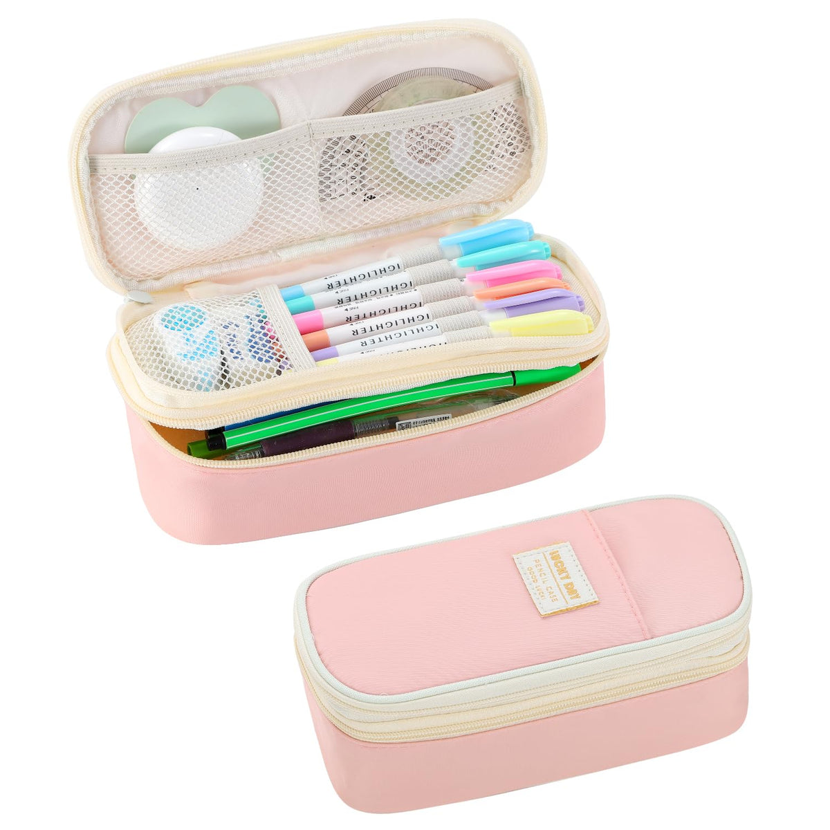 Large Pencil Bag for Girls Teens Kids School Pencil Case Organizer Pink