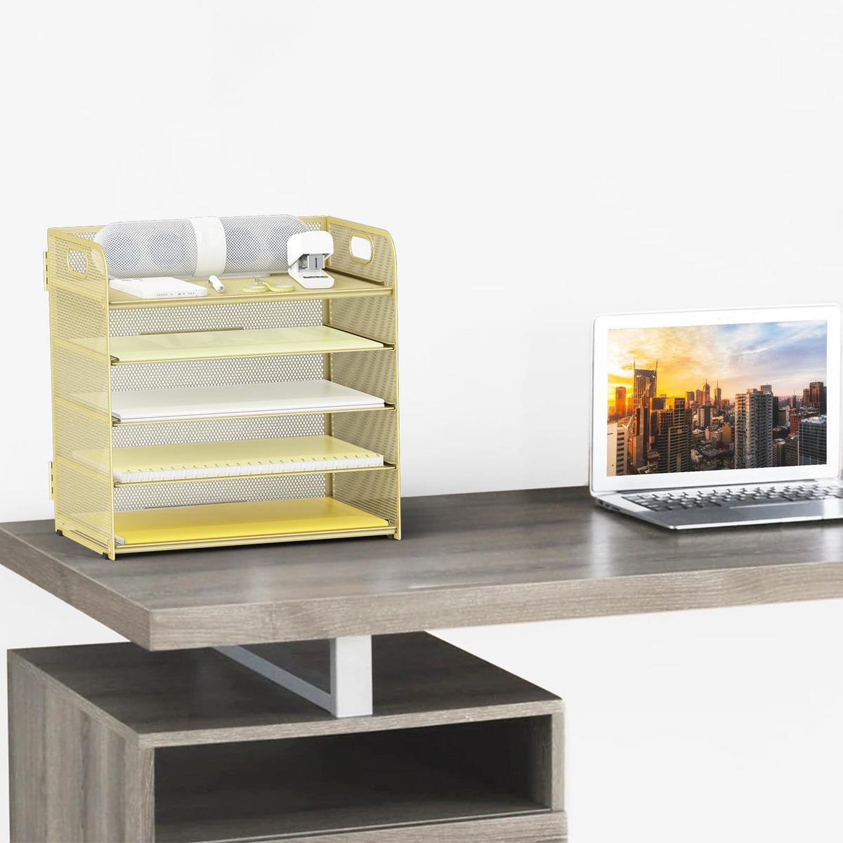 Sinboun Letter Tray Paper Organizer 5-Tier Desk Organizer File Organizer Paper Holder with Handle