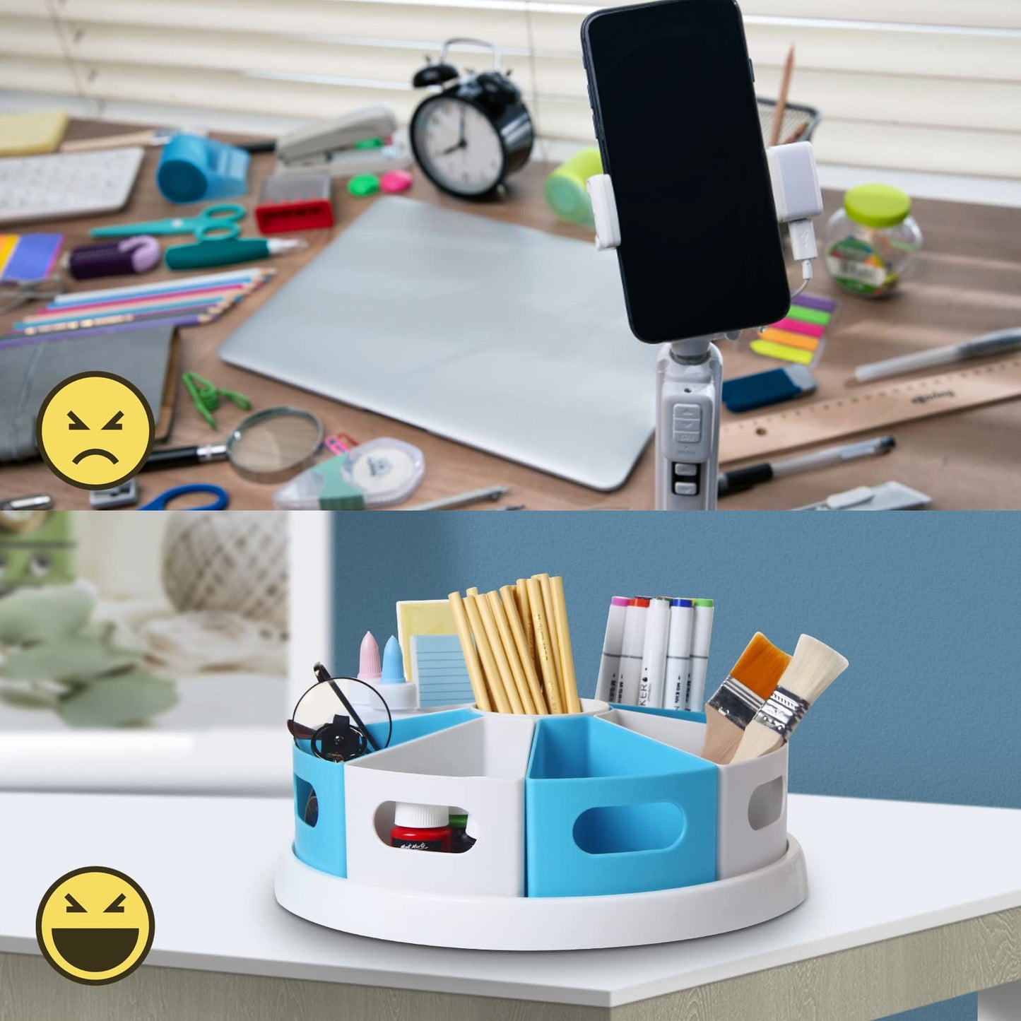 MeCids 360°Rotating Desk Organizers Homeschool Office Organization and Storage Art Supplies