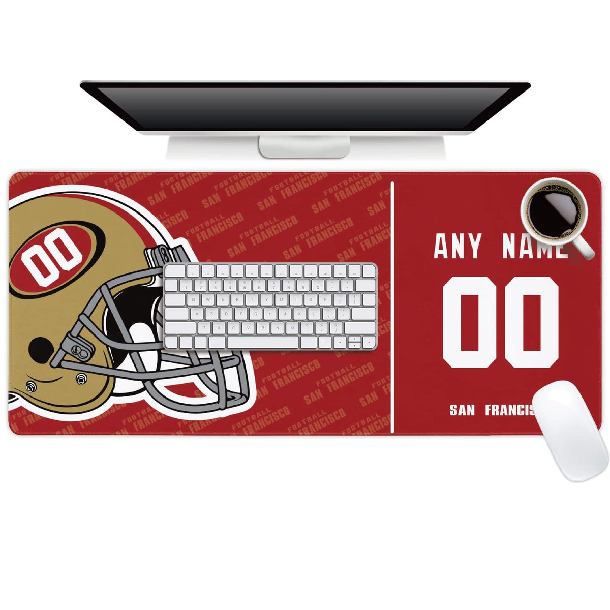 San Francisco Mouse Pad Custom Any Name and Number Desk Pad for Men Women Youth Gifts