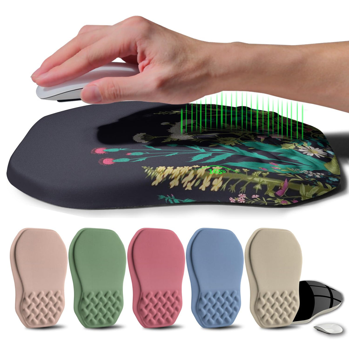 Gleamtide Ergonomic Raised Mouse Pad Wrist Support with Bilateral Slope Memory Foam Mousepad for
