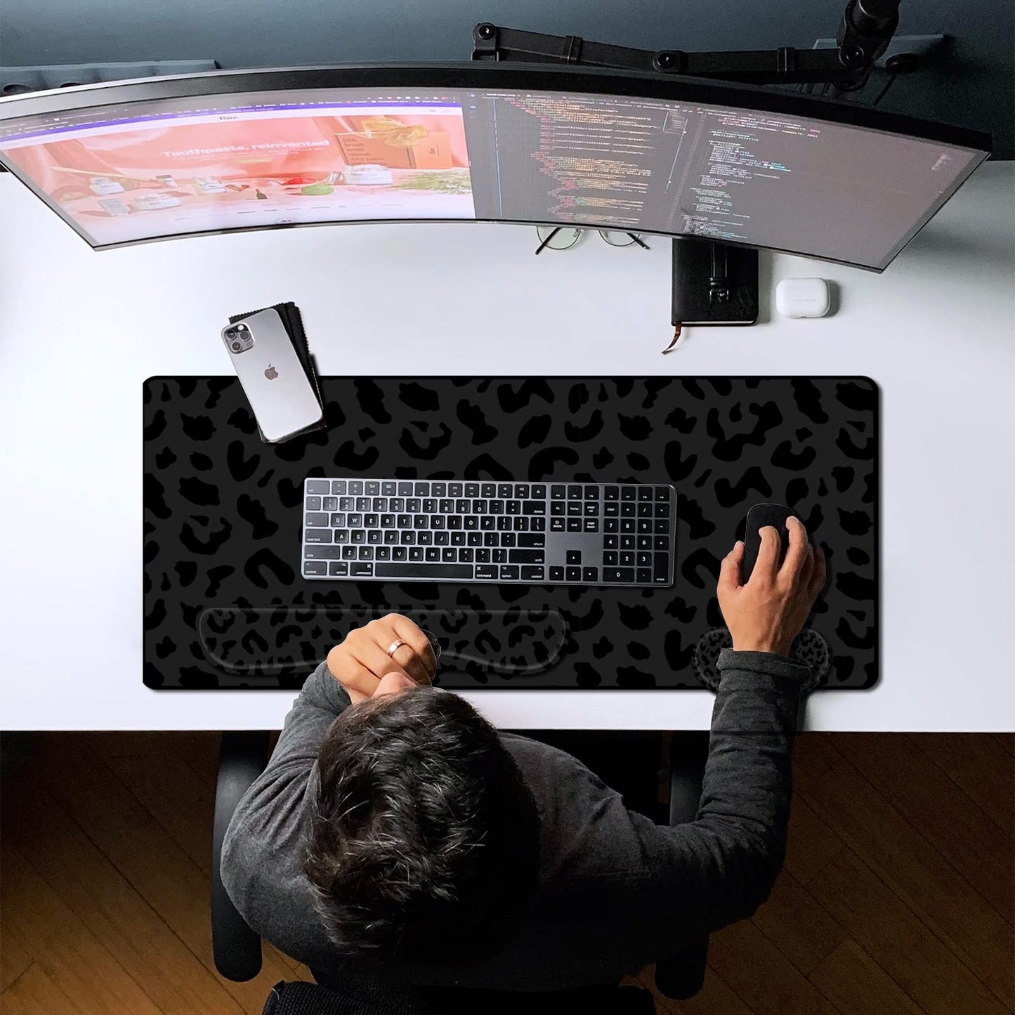 Deokke 3Pcs Large Gaming Mouse Pad Desk Mat,Keyboard Mouse Wrist Rest Support Set,Extended Laptop
