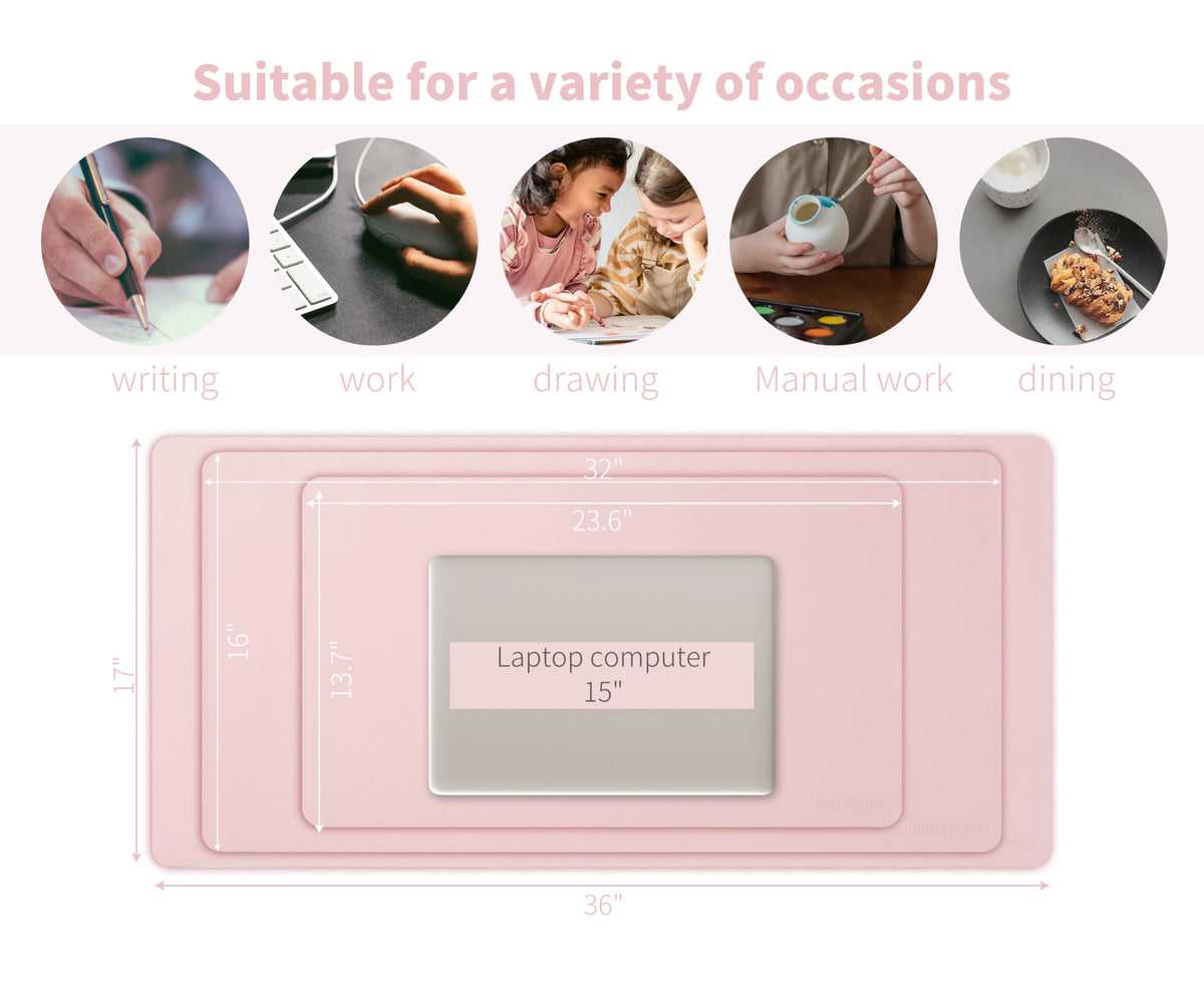 RENMTURE PU Mouse Pad, Faux Leather Large Desk Pad, Home Work Office Accessories, Non-Slip Desk