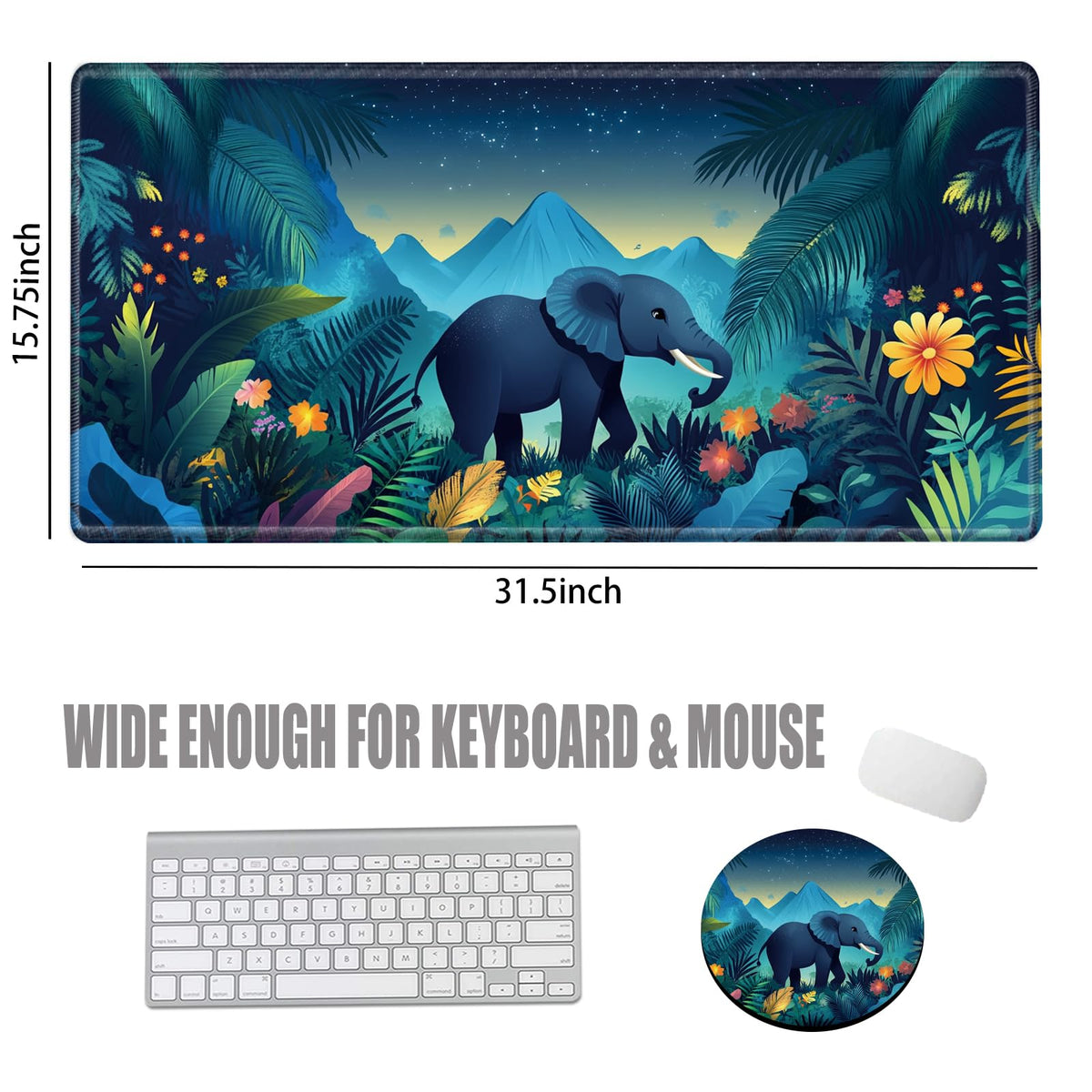 Gaming Mouse Pad Large Mousepad Elephant Desk Mat XXL Big Desk Pad Rubber Base Computer Pad with