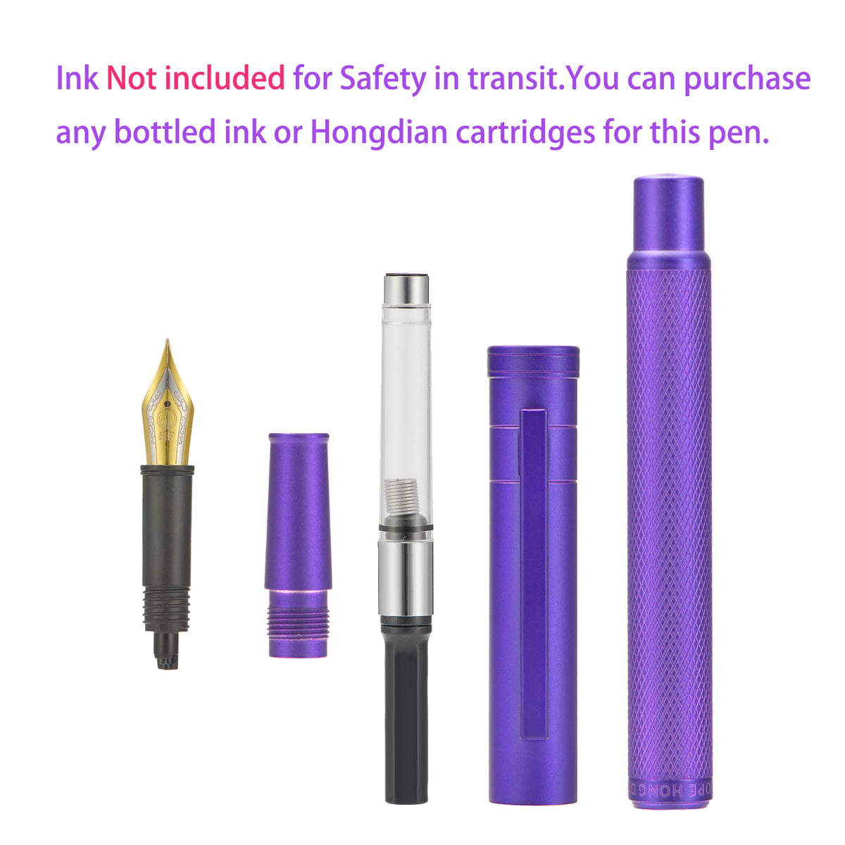 Hongdian 1851 Purple Forest Fountain Pen Medium Nib, Classic Design with Converter and Metal Pen