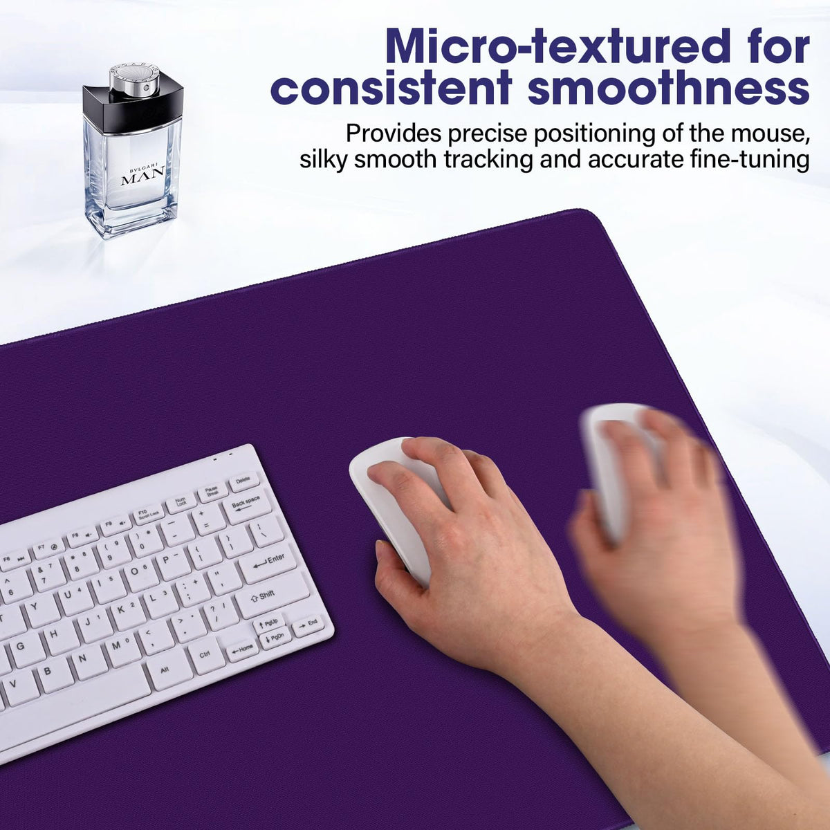 31.5" x 15.7" Waterproof Fabric Large Mousepad,Rubber Anti-Slip Base,Purple