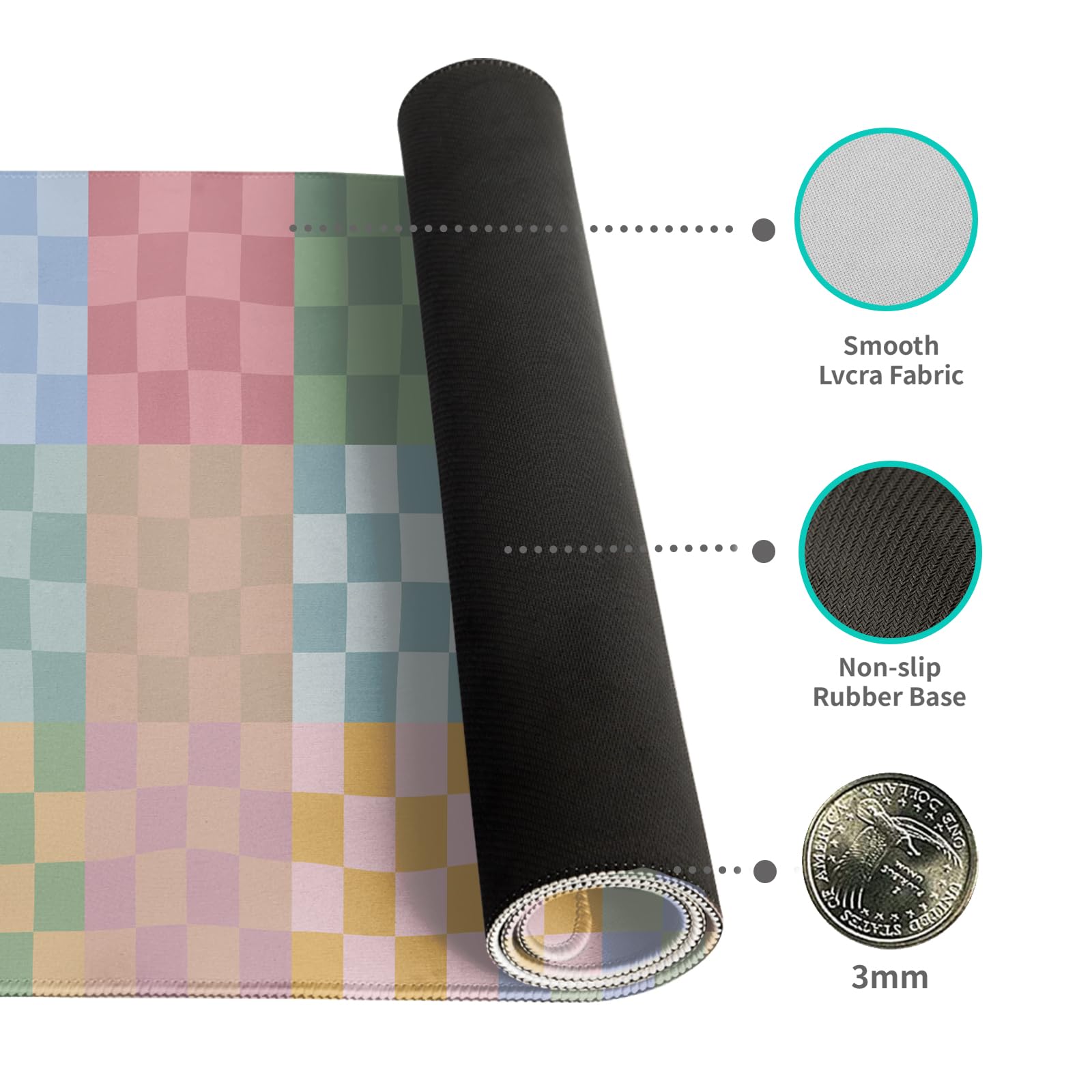 Desk Mat Mouse Pad Gaming Desk Pad XL Large Mouse Mat Office Decor Accessories (Colored Grid)