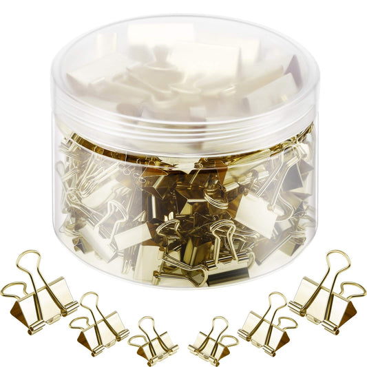 TecUnite 150 Pcs Golden Binder Clips Assorted Sizes