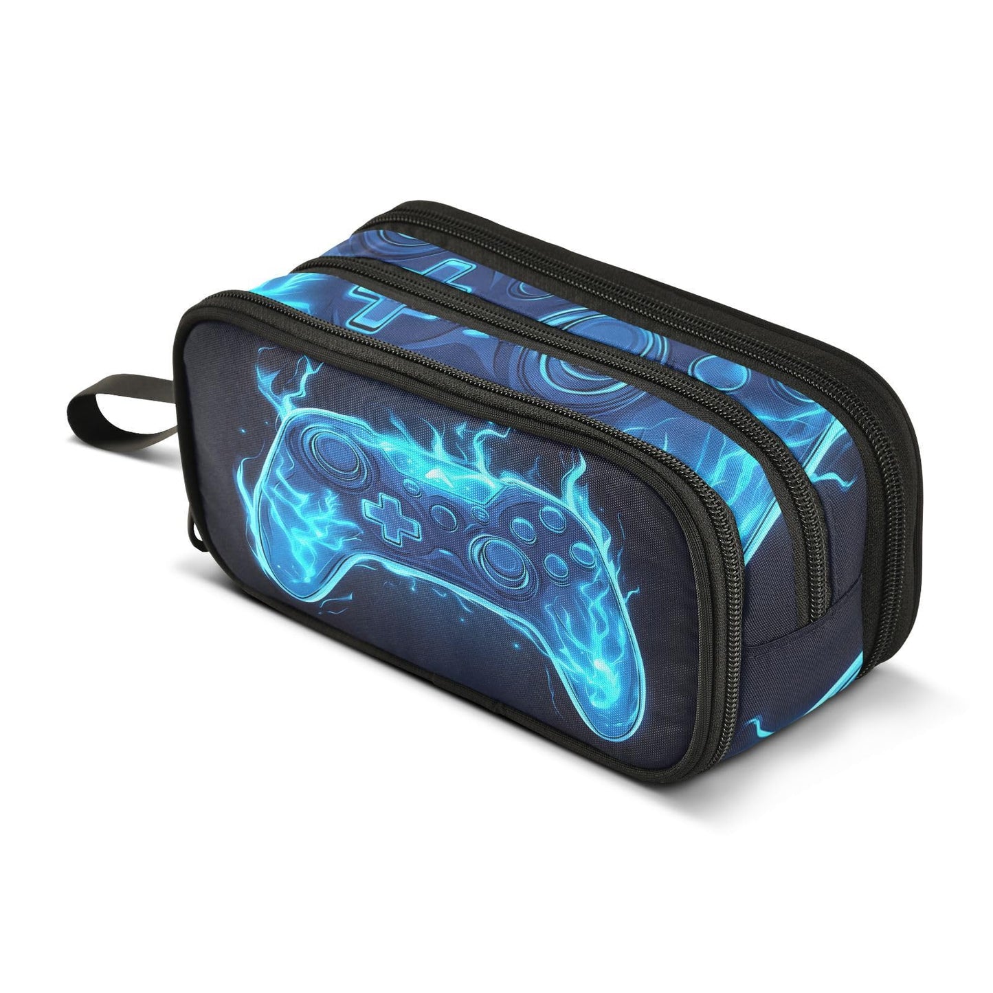 BOENLE Joystick Gamepad Blue Flame Pencil Case Box Boys Girls Large Pencil Pouch with Zipper