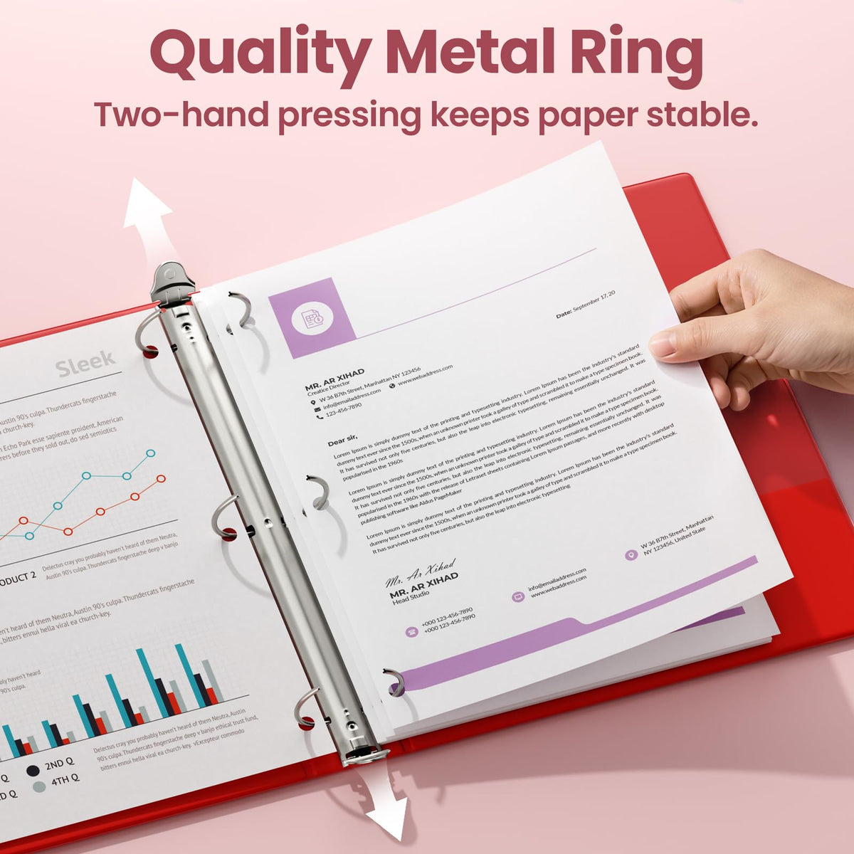 SUNEE 1.5 Inch Binders 3 Ring 4 Pack, 1 1/2 Inch Classic 4-Color Binder Set (8.5x11 Inches) for