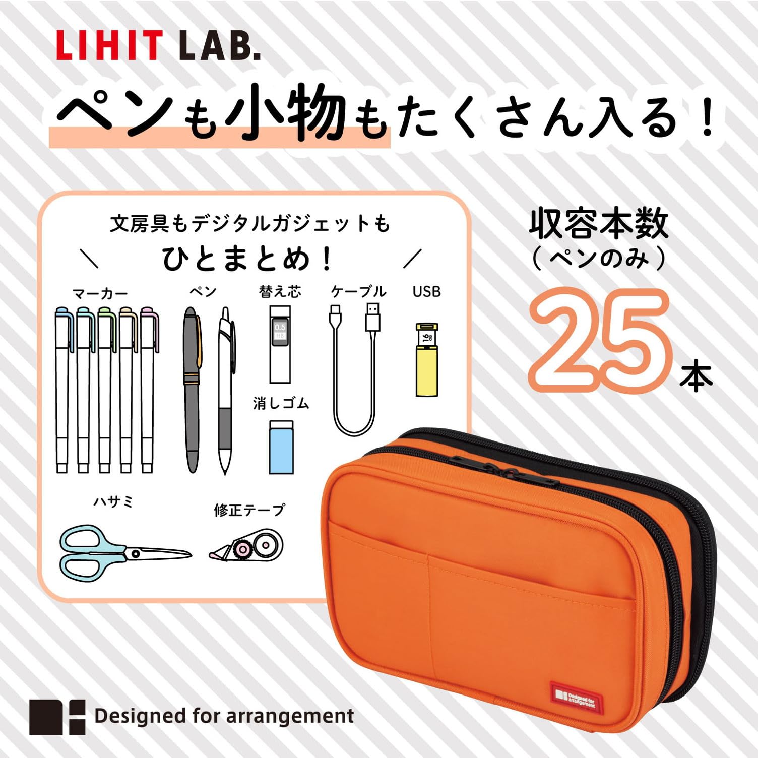 LIHIT LAB Large Capacity Double Zipper Pencil Case For School Office College, Big Capacity 6