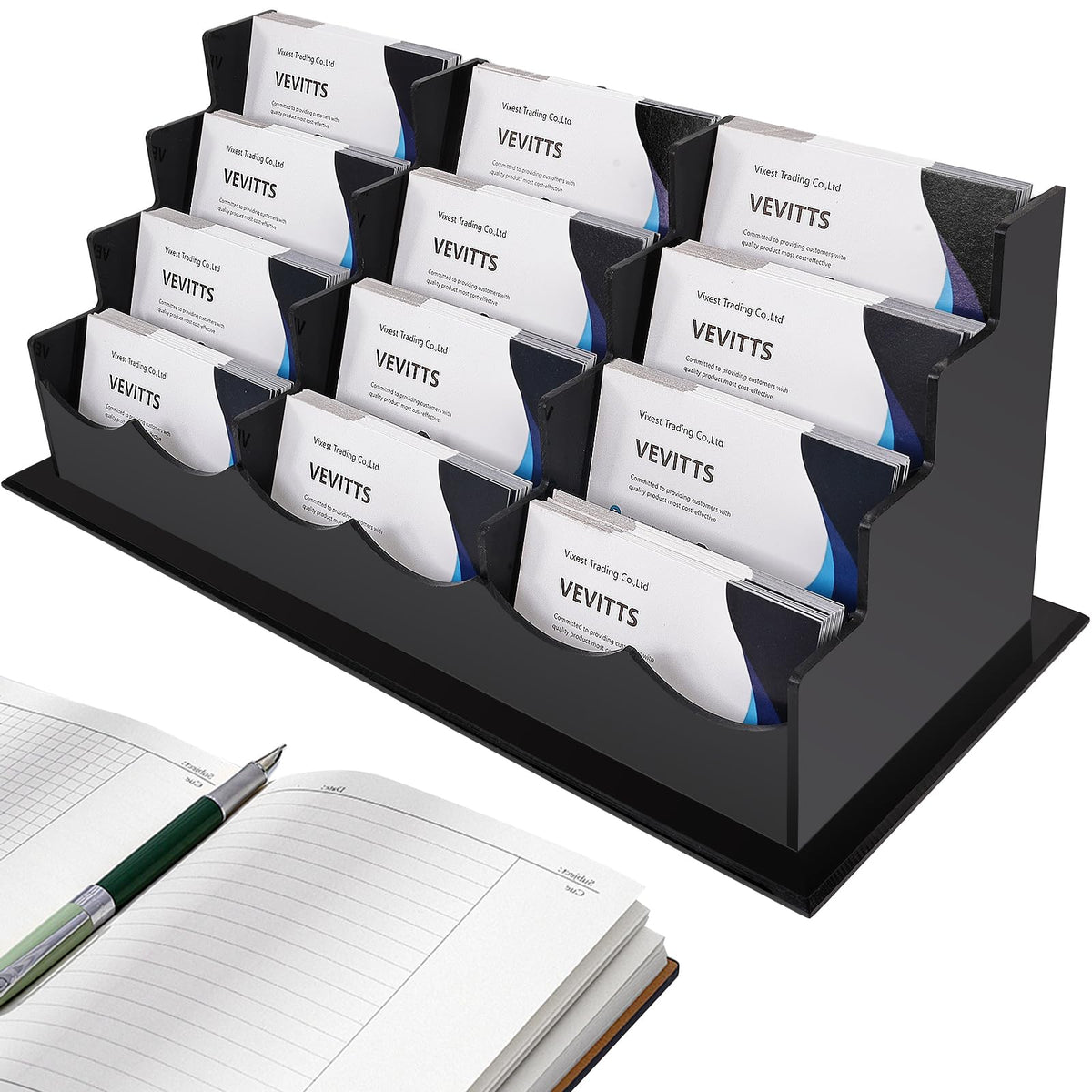Vevitts Business Card Holder, Acrylic Business Card Display, Clear Desktop Business Card Stand for