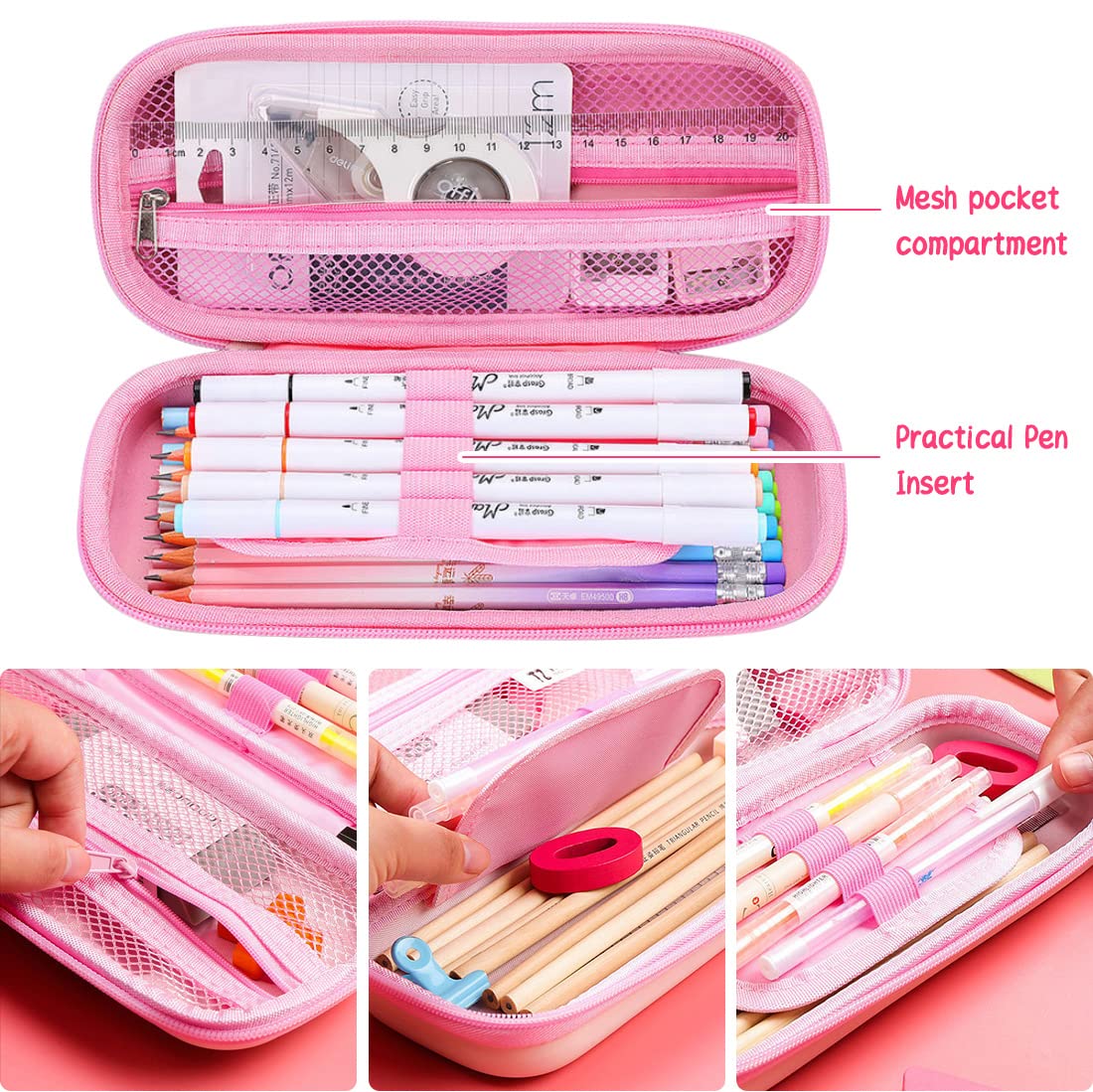 MCWTH Pencil Case for Kids Girls 3D Magical Horse Large Capacity Waterproof Pencil Box with