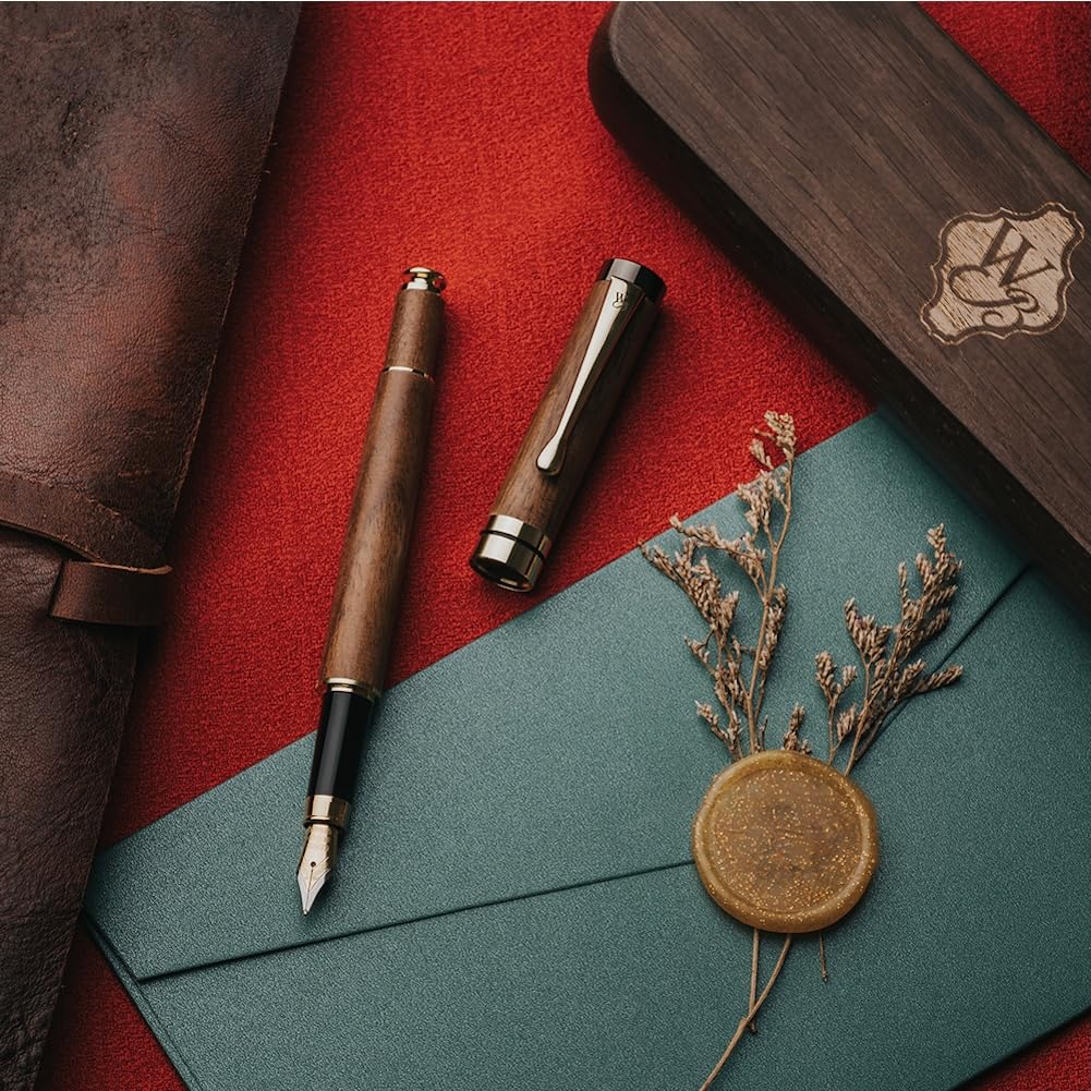 Wordsworth & Black Bamboo Wood Fountain Pen Set for Writing, Medium Nib