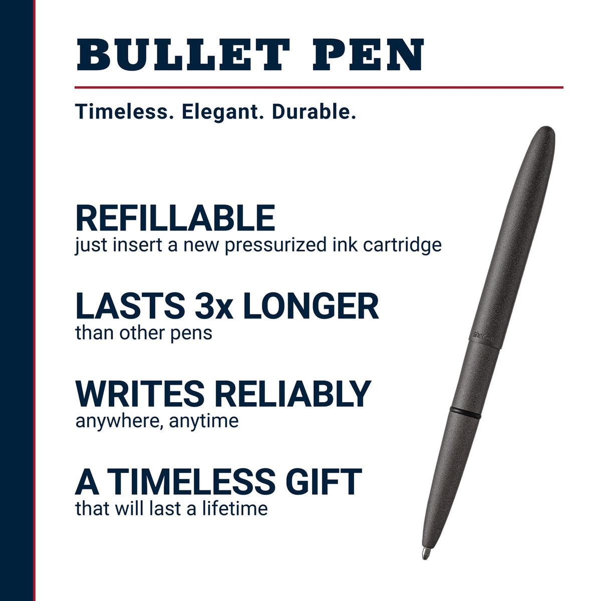 Fisher Space Pen Tungsten Cerakote Finish Pressurized Ballpoint Bullet Pen