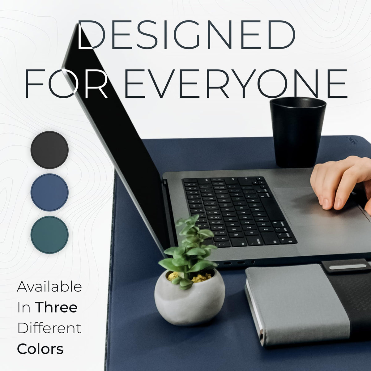 Nordik Felt and Leather Desk Mat - Dual Layer Midnight Blue 35 x 17 in