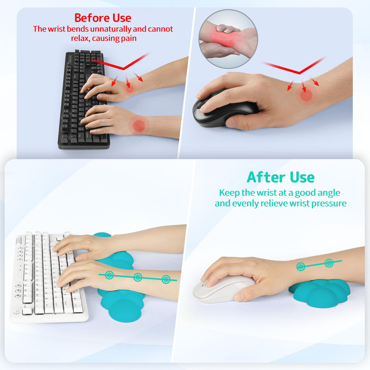 Sushret Cloud Wrist Rest Keyboard, Cloud Keyboard Wrist Pad Set with PU Leather Memory Foam, Cute