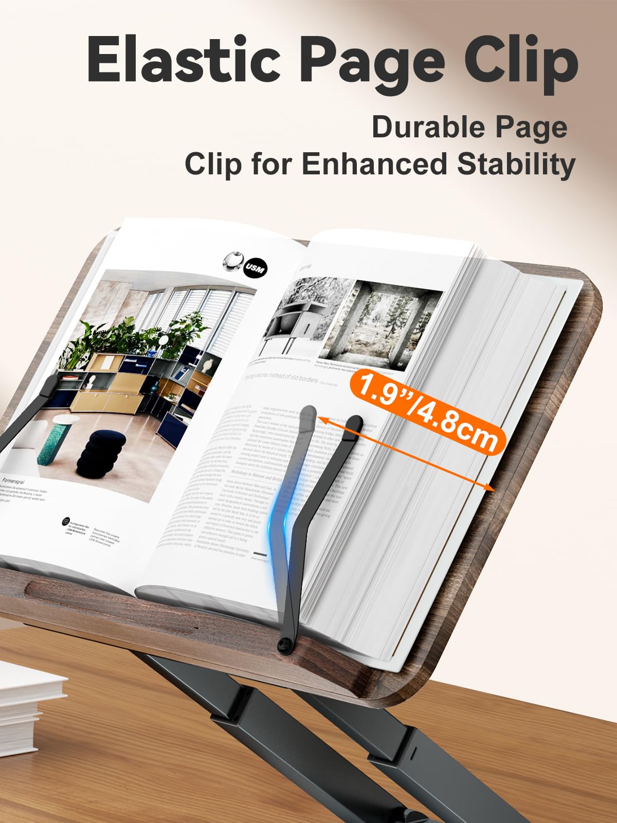 Tounee Book Stand, Telescopic Book Holder Stand, Adjustable Height Pull Out Design Ergonomic