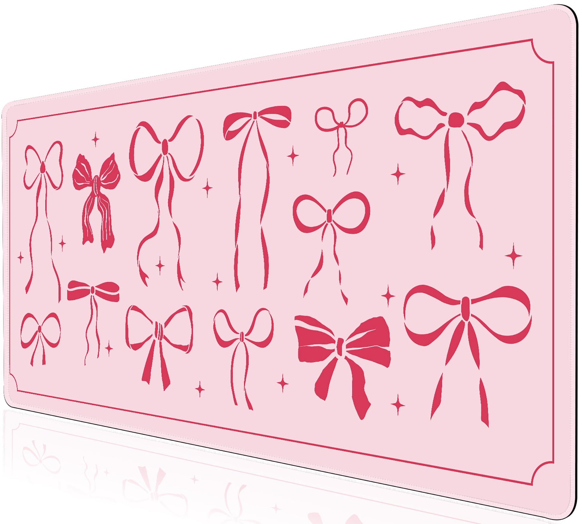 L-SPOUTTO Pink Bow Desk Mat for Keyboard and Mouse,Cute XXL Large Mouse Pad
