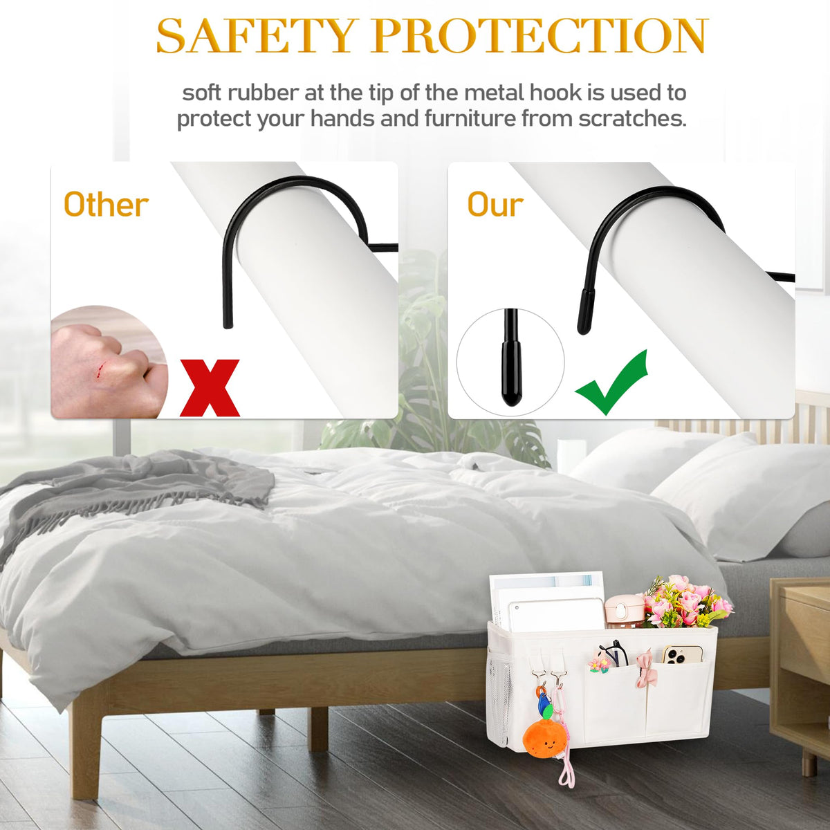 Ozzptuu Bedside Caddy Bedside Storage Bag for Headboards/Bunk Bed