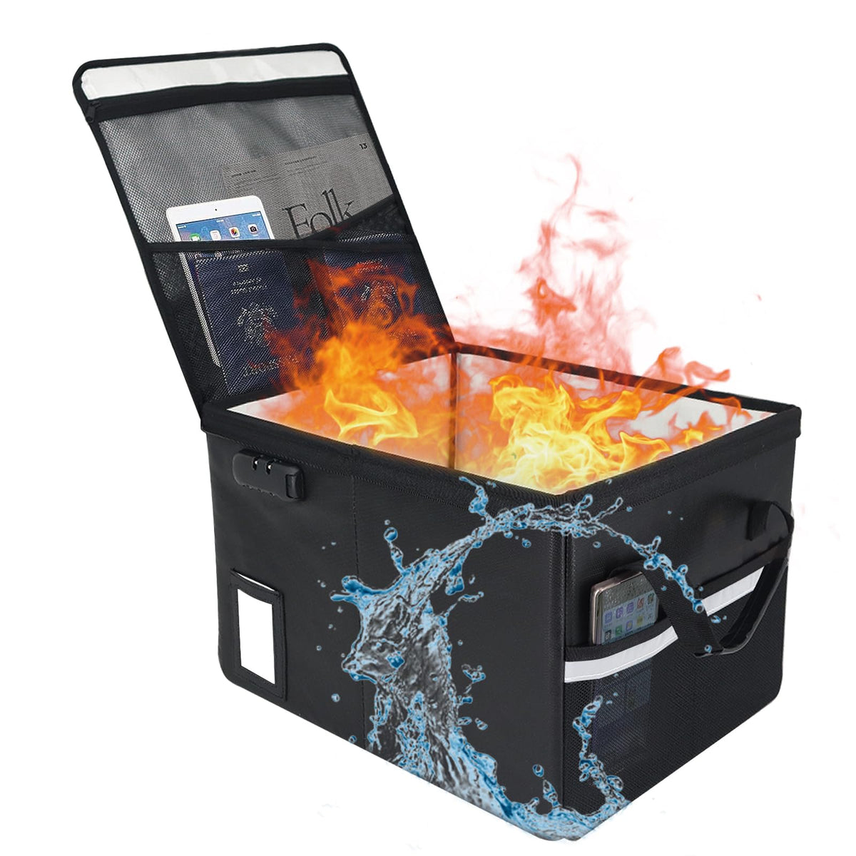 File Box with Lock 5200°F with Heat Insulated, Large Fireproof Box File Storage Organizer