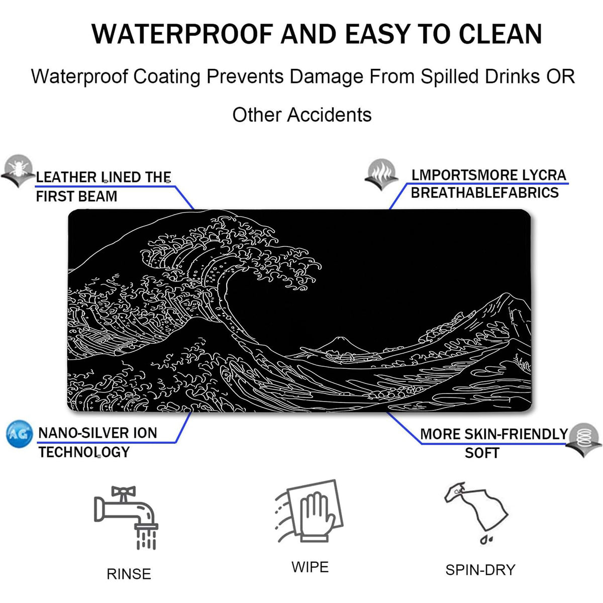TEDNETGO Extra Large Mouse Pad, Gaming Mouse Pad, Waterproof Extra Large Mousepad with Stitched