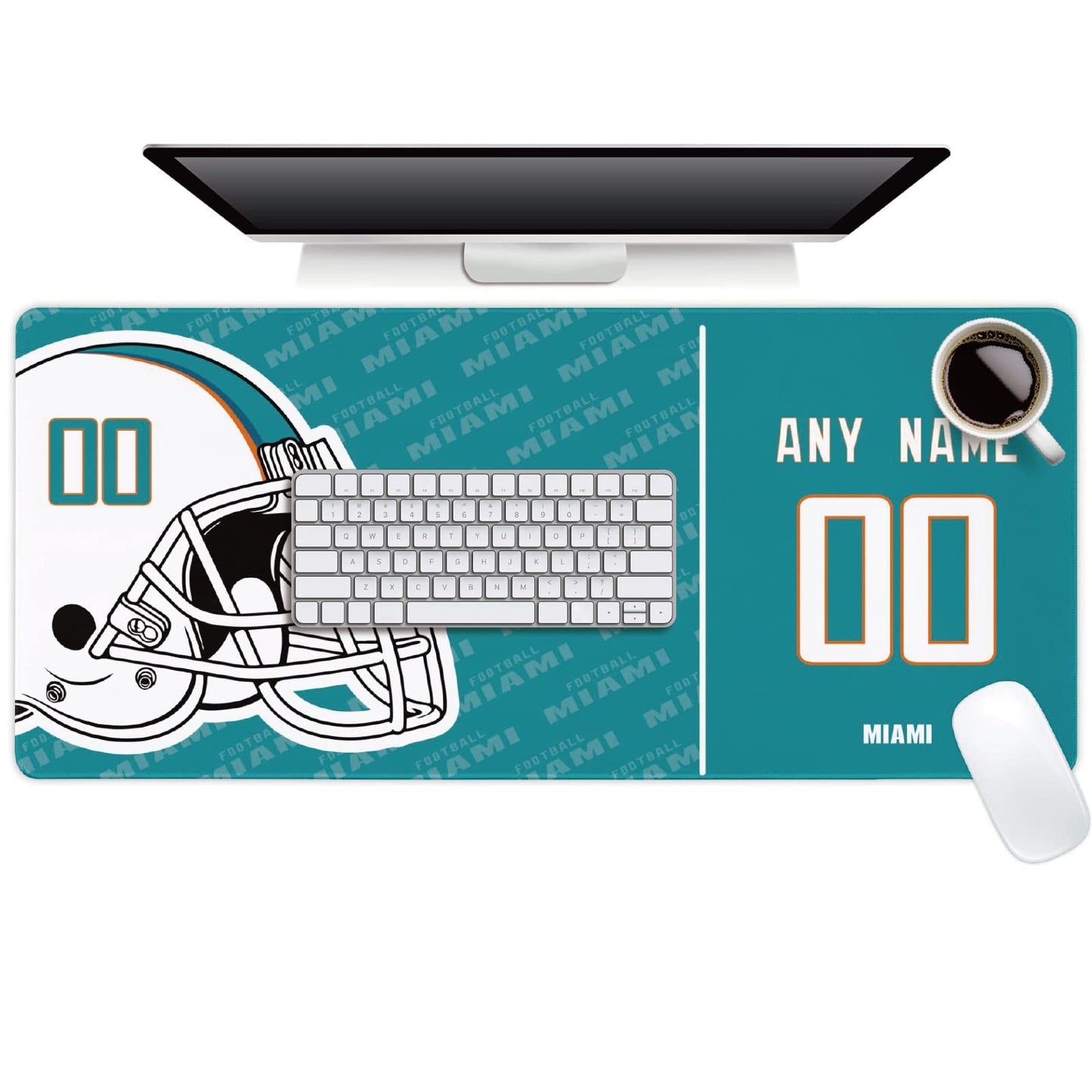 Miami Mouse Pad Custom any Name and Number Desk Pad for Men Women Youth Gifts