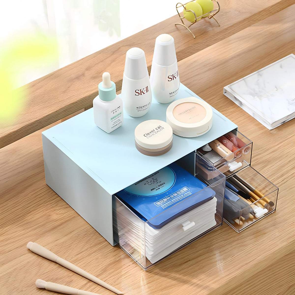OSteed Stackable Storage Drawers, Office Desk Organizer with 4 Mix Drawers