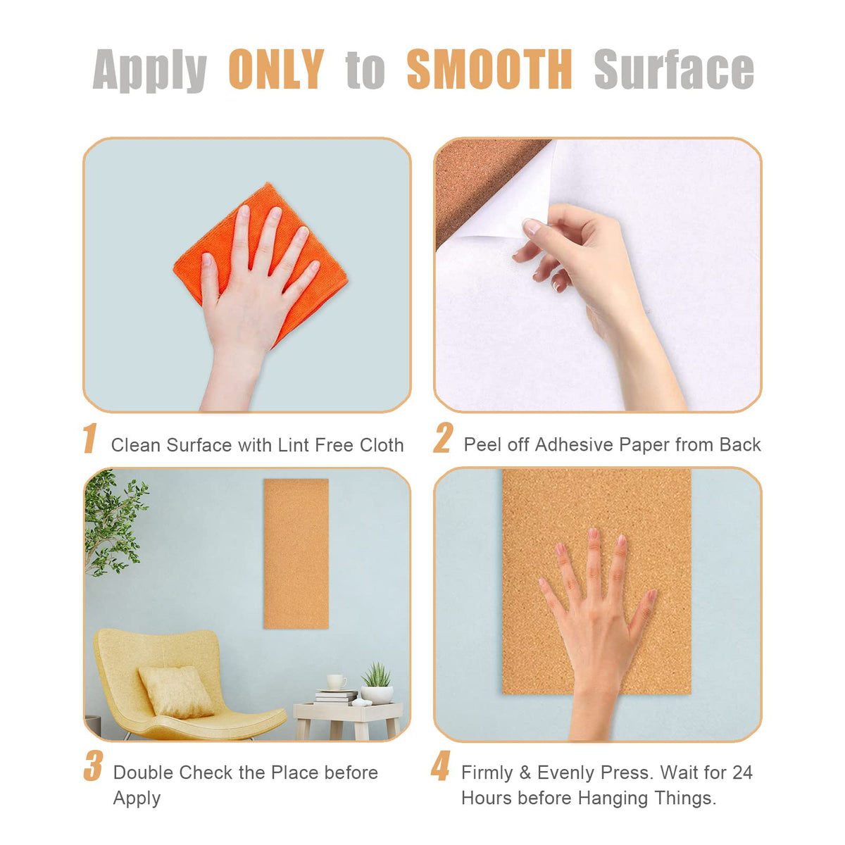 Aitakatta 17x8 Corkboard Tiles Bulletin Board, 1/2" Thick Self-Adhesive Cork Boards for Walls, Cork