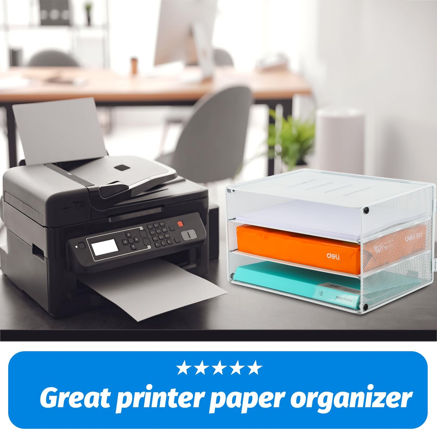 EASEPRES 3 Tier Mesh Desk Organizer Tray, Desktop Mail File Paper Letter Folder Holder Sorter