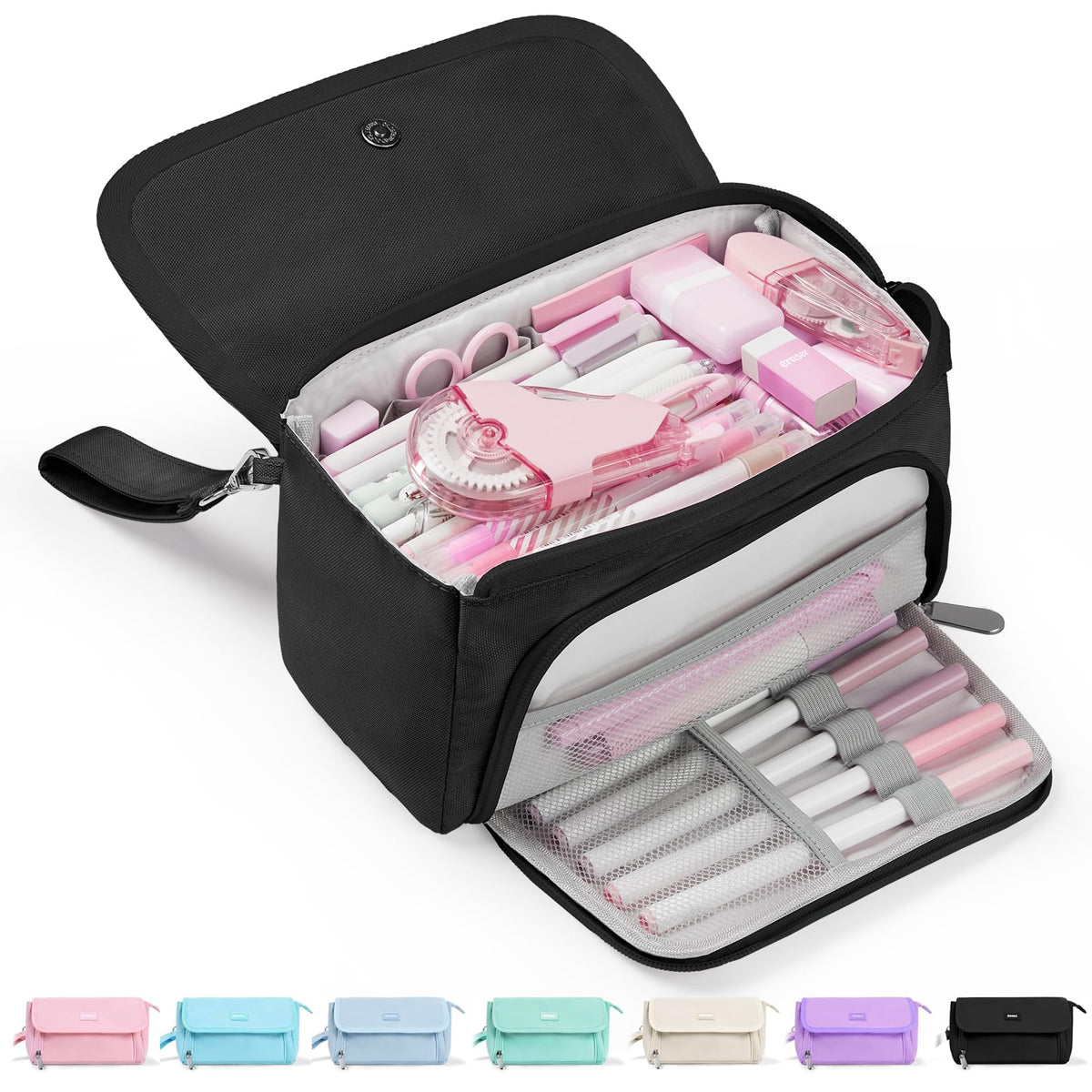 Sooez Super Large Pencil Case, Big Capacity Pencil Bag with 3 Compartments