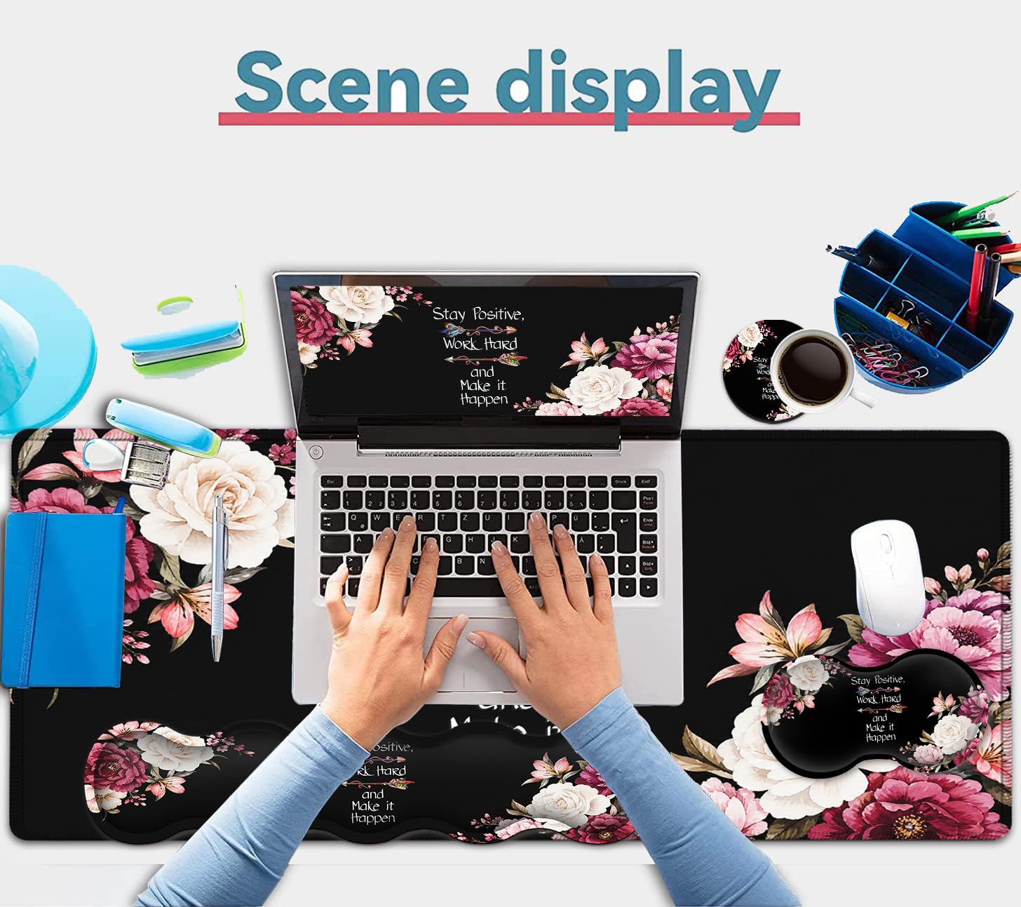 Large Mouse Pad with Wrist Support Set,Memory Foam Keyboard Wrist Rest +XXL Extended Gaming Mouse