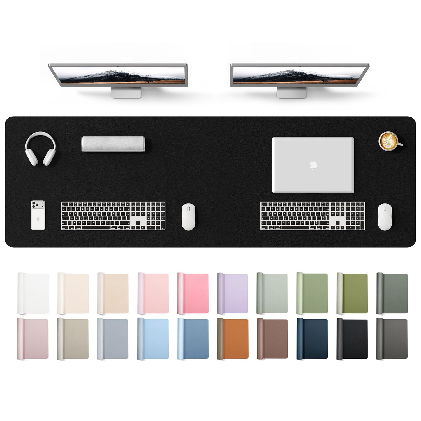 YSAGi Leather Desk Protector, Office Mat, Large Mouse Mat, Non-Slip PU Leather Blotter, Laptop Desk