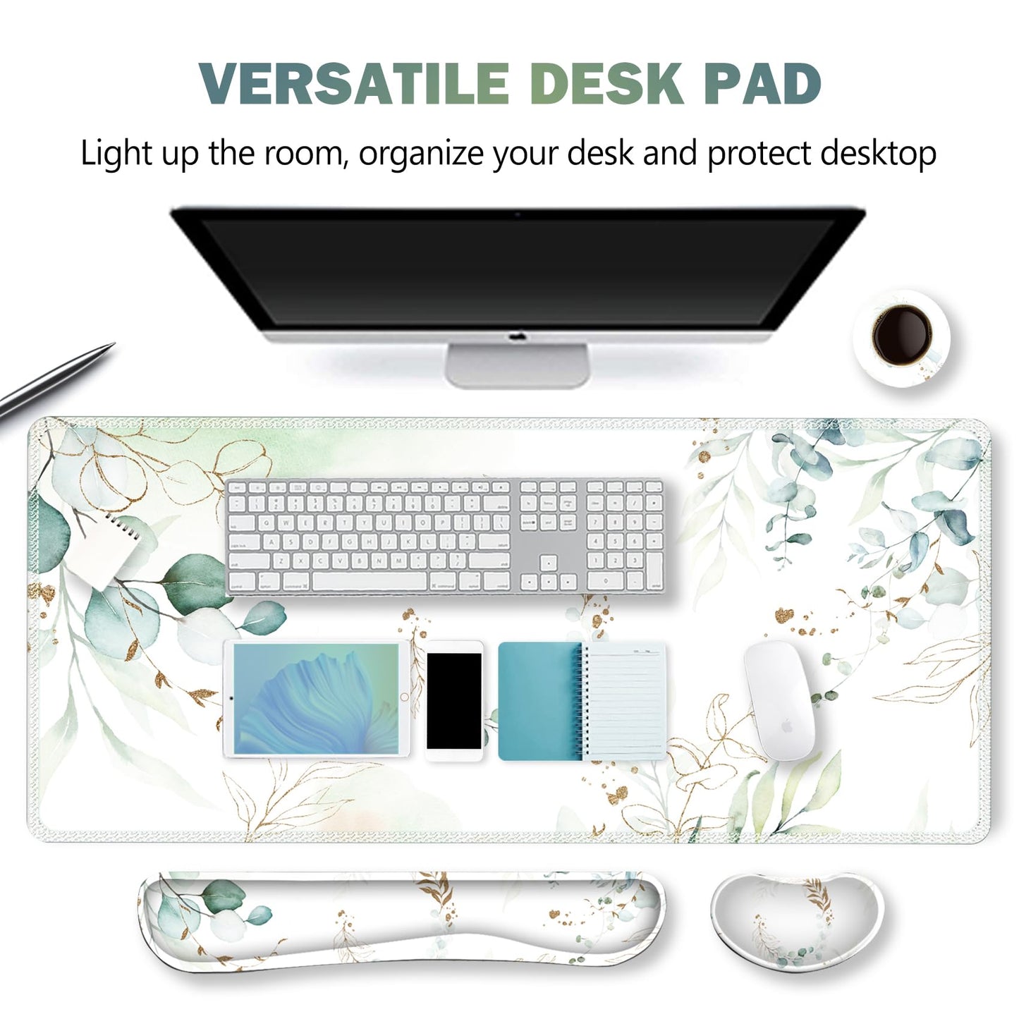 ARTSO Gaming Mouse Pad Wrist Support Set, XXL Large Desk Mat Mousepad + Keyboard Wrist Support+