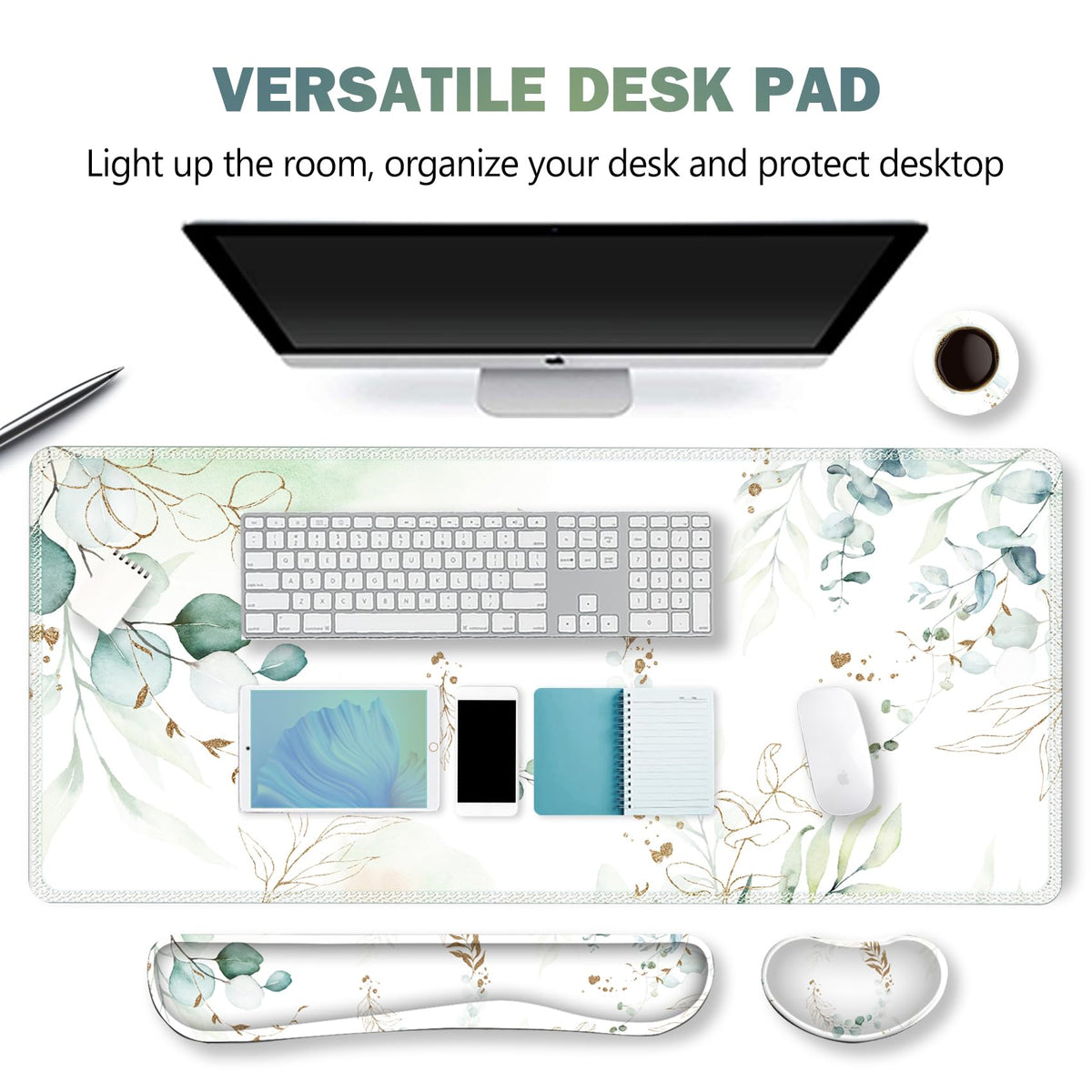 ARTSO Gaming Mouse Pad Wrist Support Set, XXL Large Desk Mat Mousepad + Keyboard Wrist Support+