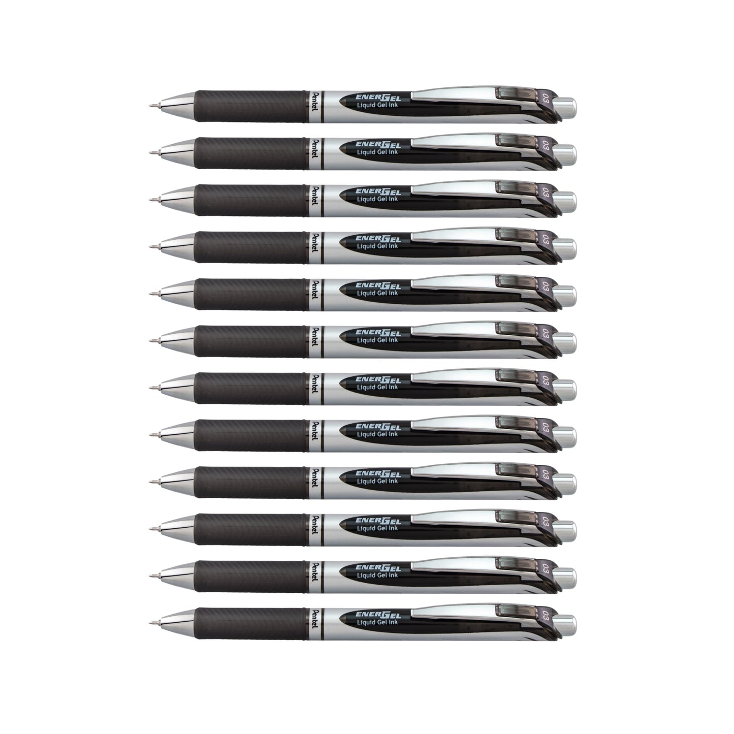 Pentel EnerGel RTX Retractable Liquid Gel Pen, Extra Fine Line, Needle Tip, Black Ink,12 pack