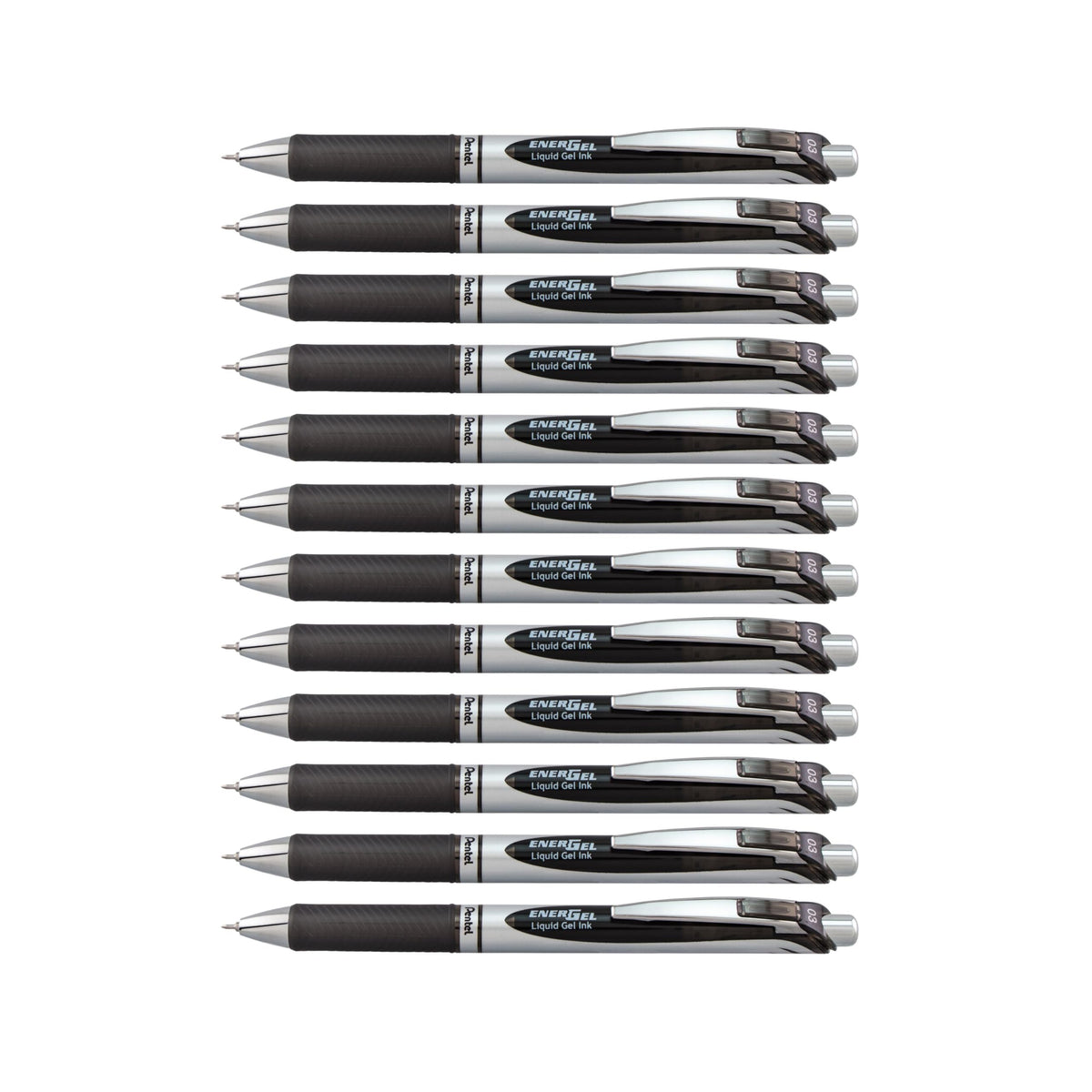 Pentel EnerGel RTX Retractable Liquid Gel Pen, Extra Fine Line, Needle Tip, Black Ink,12 pack
