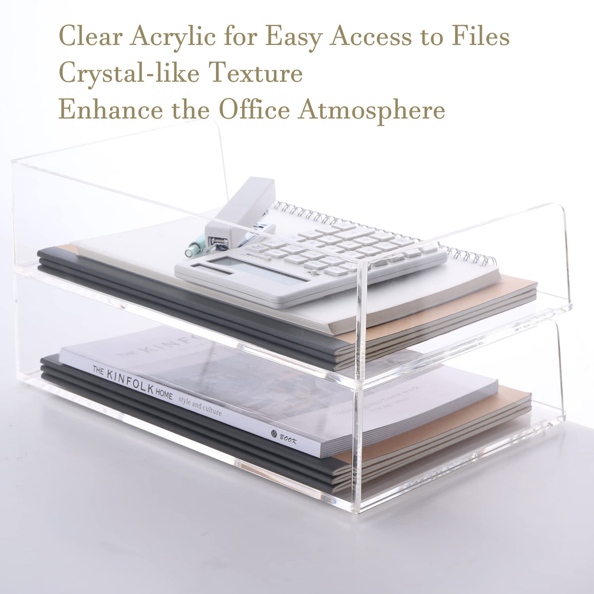 HeZone Acrylic Paper Tray Desk Organizers and Office Suplies Document Storage Enlarged Letter Tray