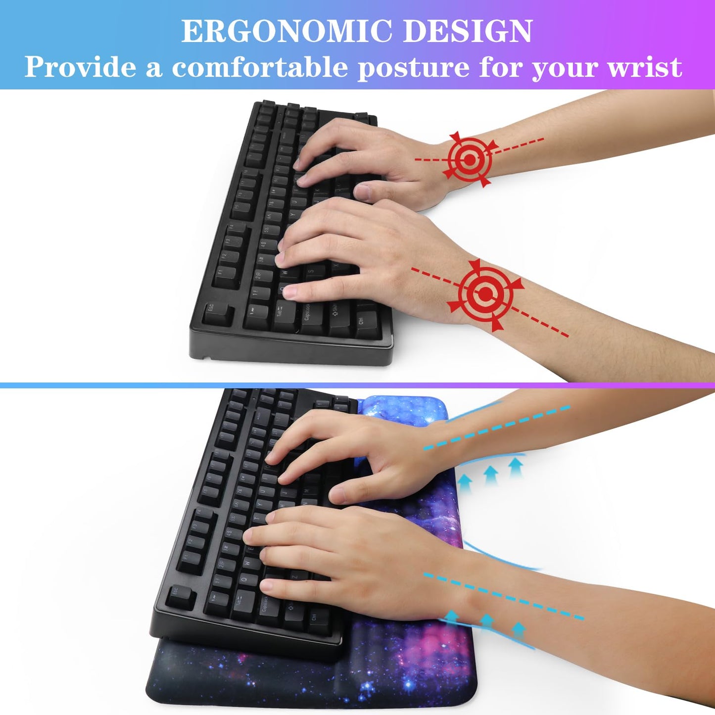 Computer Keyboard Stand with Wrist Rest, Ergonomic Tilted Keyboard Holder - Keyboard Riser with