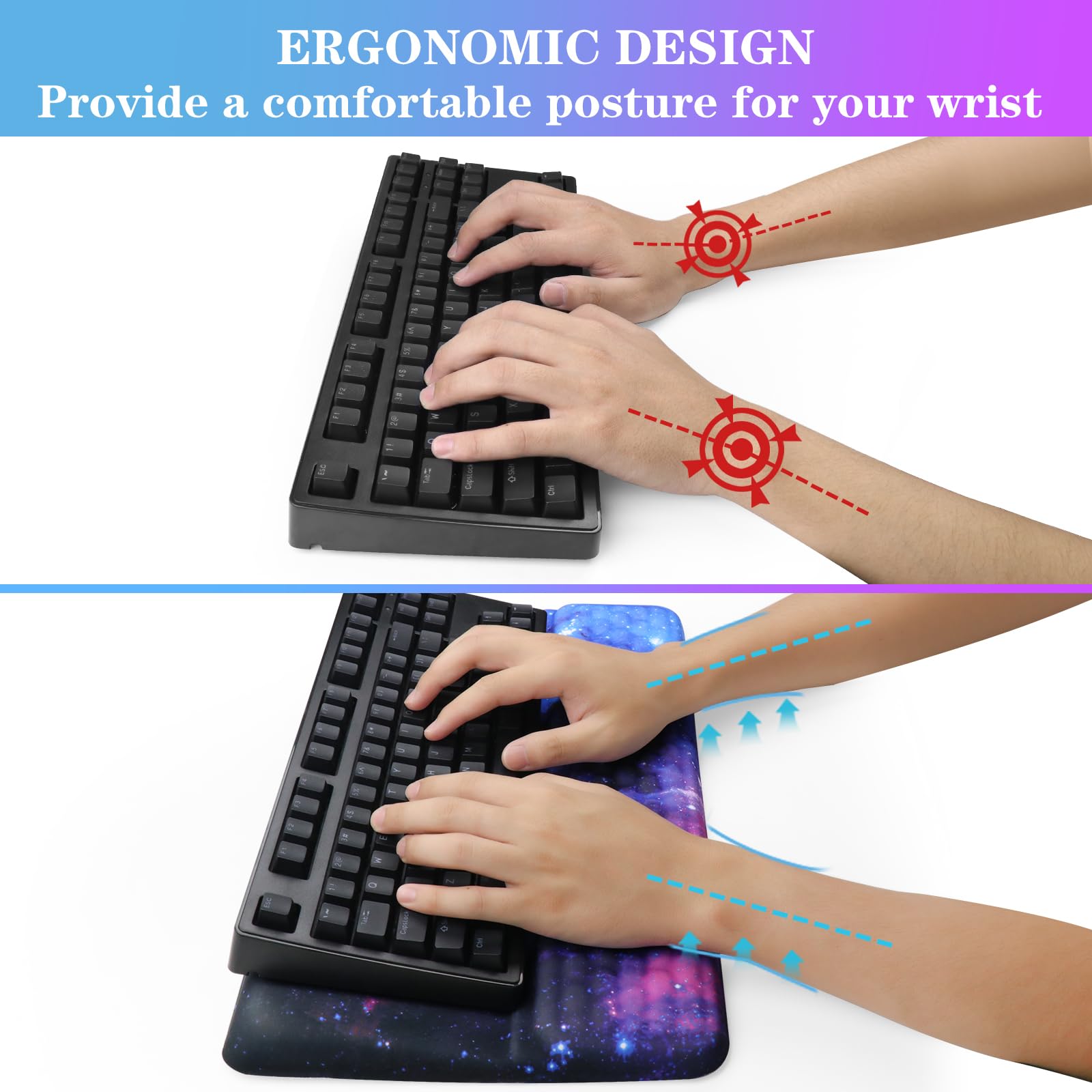Computer Keyboard Stand with Wrist Rest, Ergonomic Tilted Keyboard Holder - Keyboard Riser with