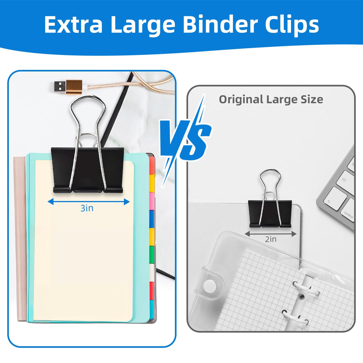 Nomatox Jumbo Binder Clips 3 inch,75mm Width,10 Pack Extra Large Binder Clips for Office,School and