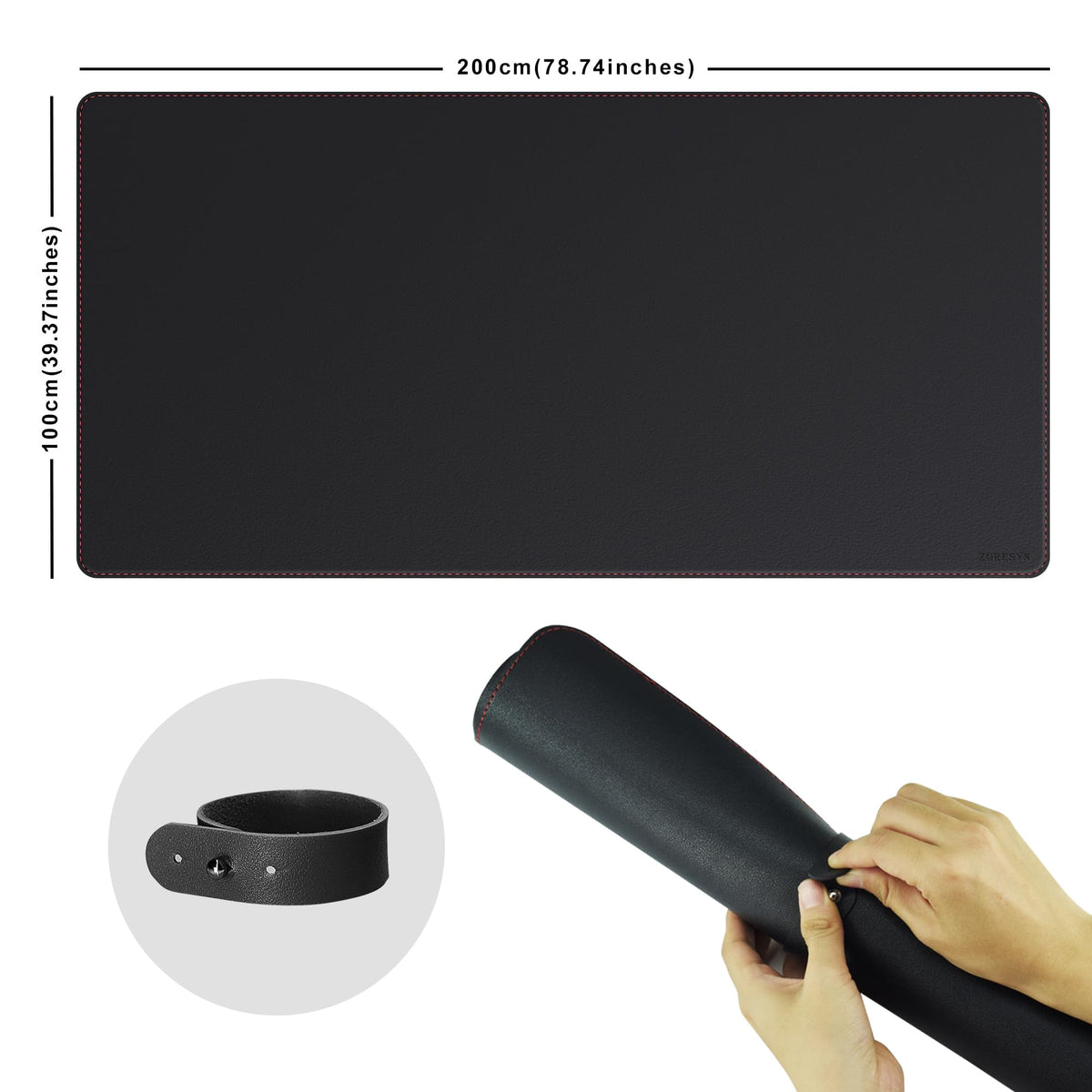ZORESYN PU Leather Office Desk Mat 78.7x39.4inch Black