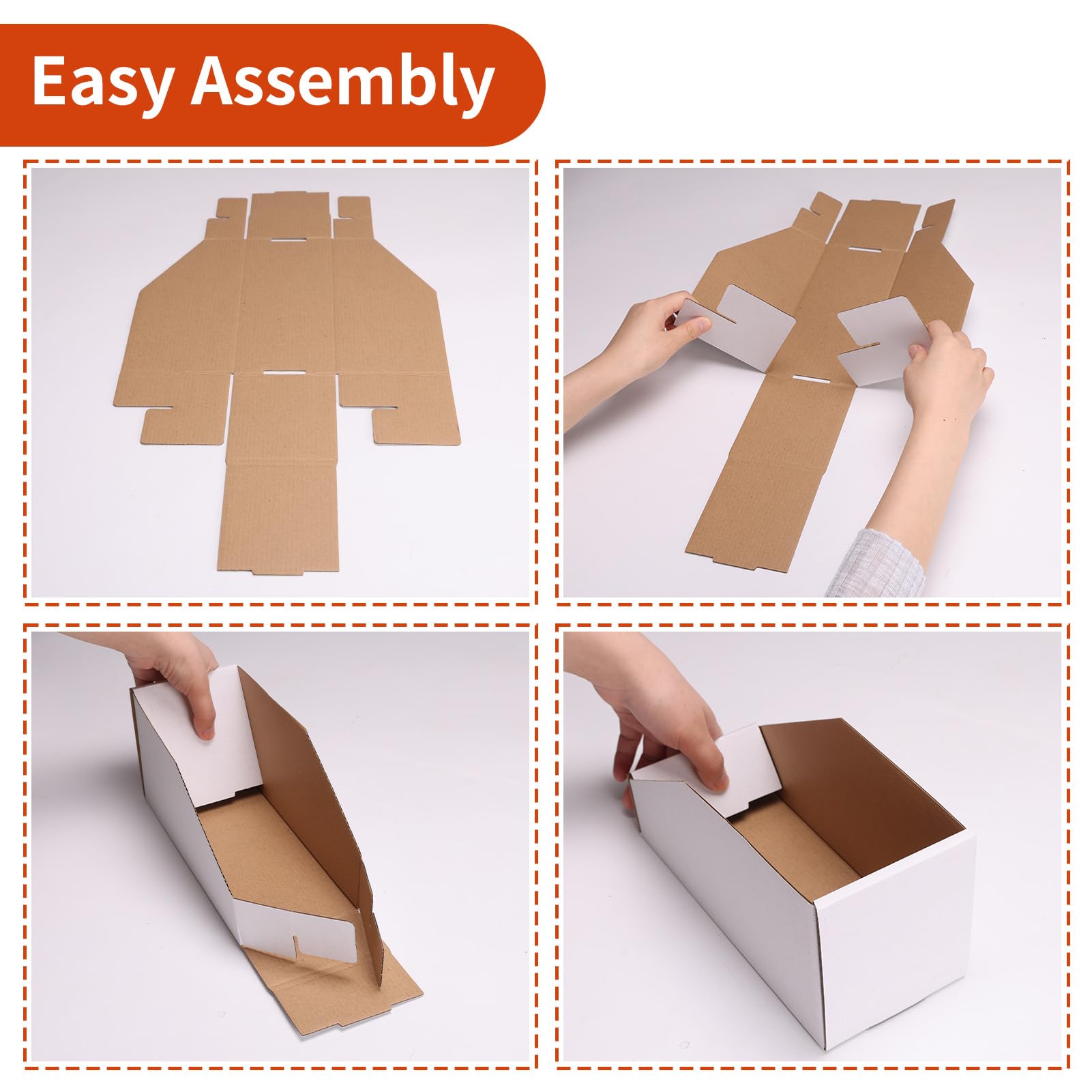 ZBEIVAN Cardboard Storage Bins Boxes 35 Packs 15x4x4.5 Inches, Easy Assembly Pantry Organizer Bins