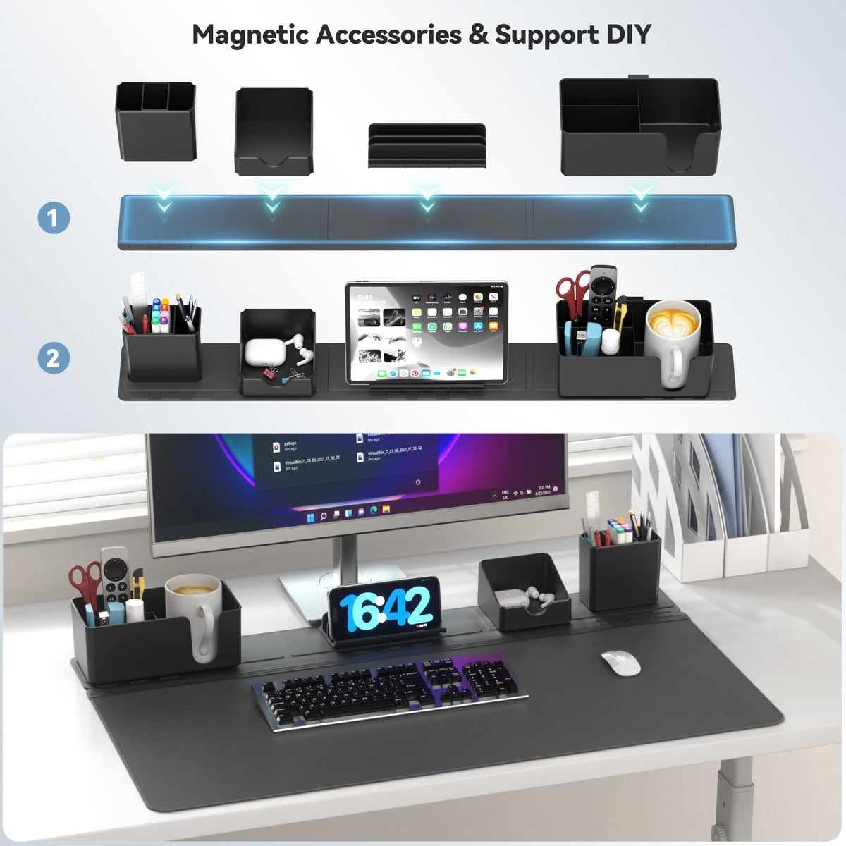 KDD Mouse Pad - Desk Mat with Phone Holder - Gaming Mousepad with Ultra-Smooth Surface, Non-Slip