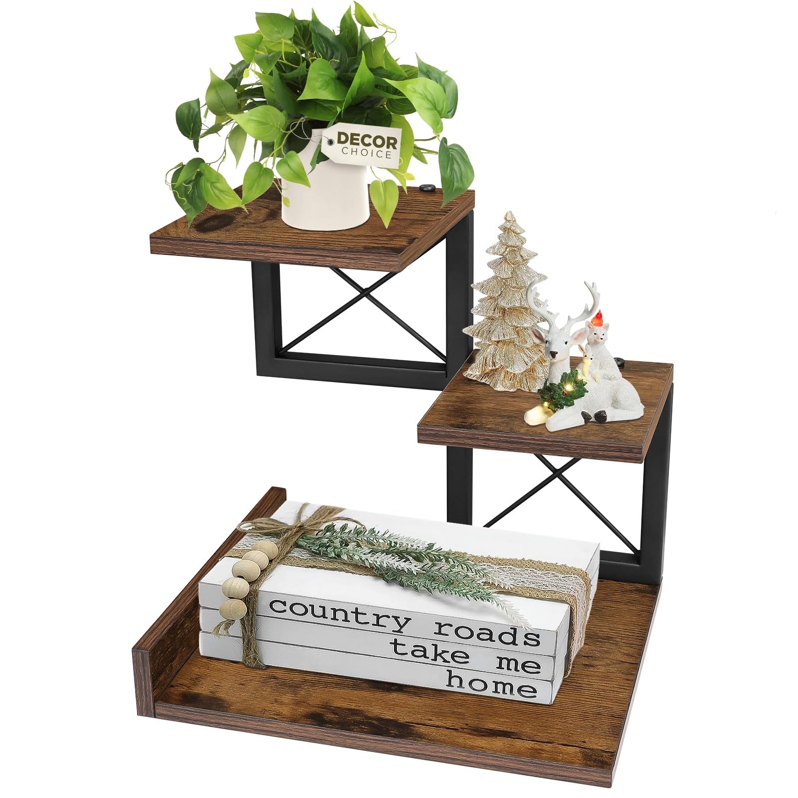 ELITEROO Desk Shelf Organizer, Wood Desktop Organizer Small Bookshelf, 3 Tier Storage Shelf Riser