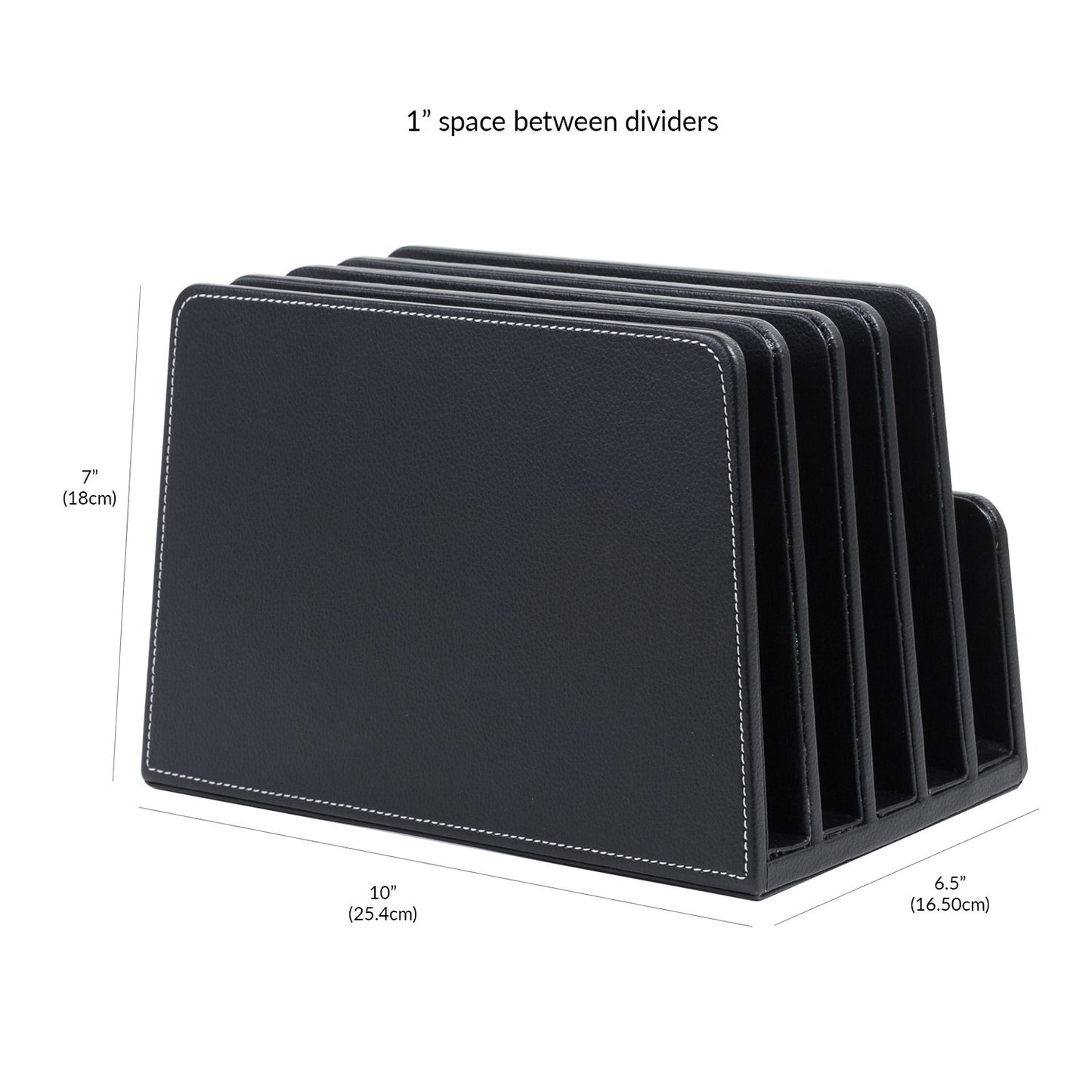 MobileVision Executive Black Desktop File Folder Organizer and Paper Tray, 5 Slot Dividers