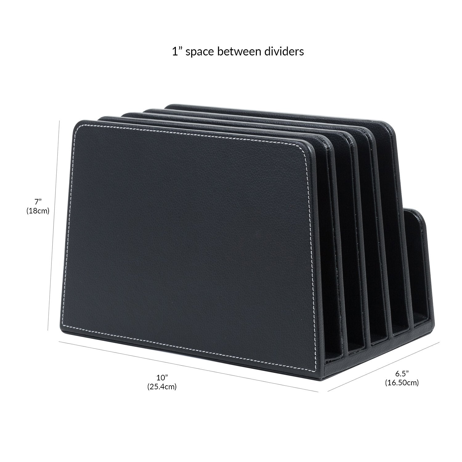 MobileVision Executive Black Desktop File Folder Organizer and Paper Tray, 5 Slot Dividers