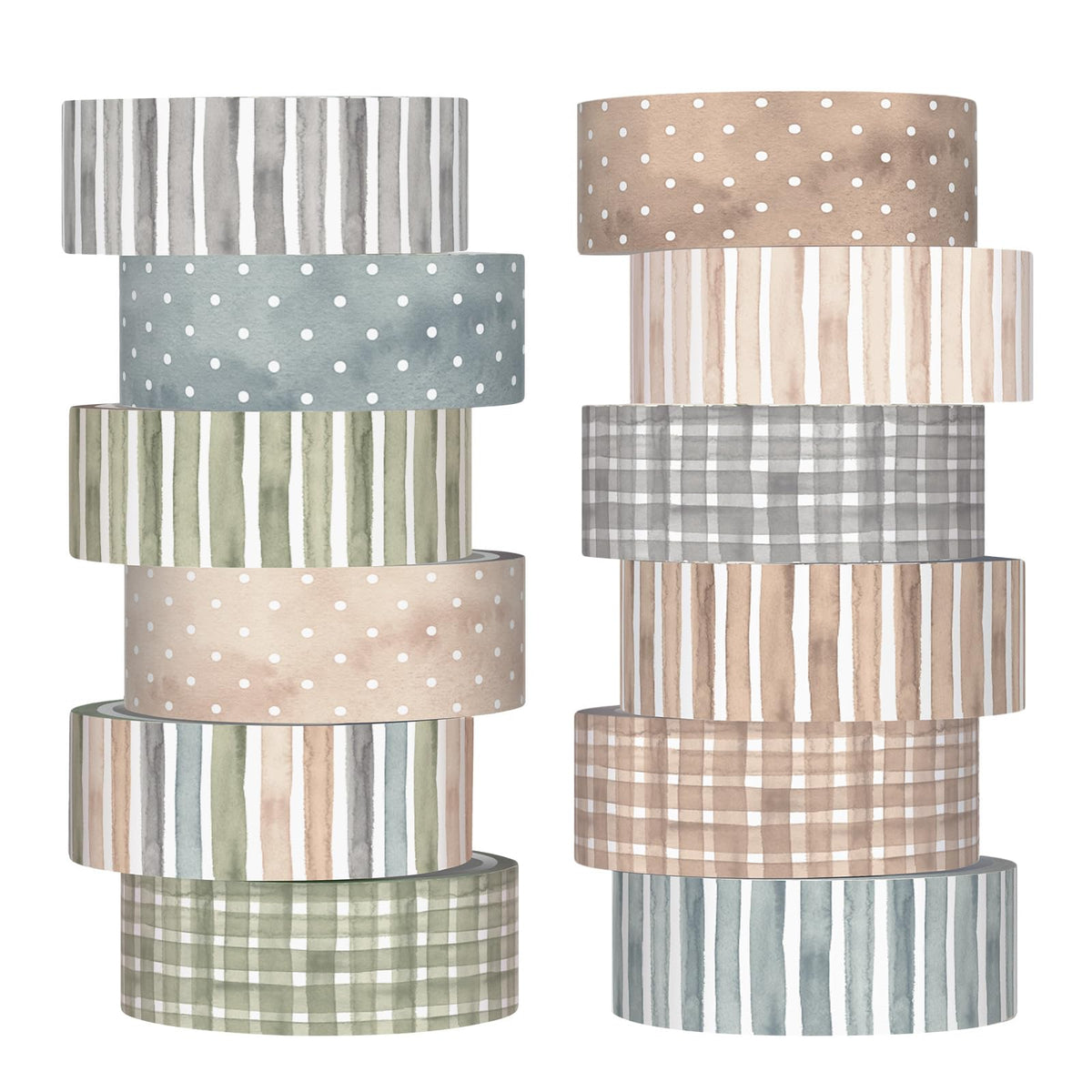 YooNotee 12 Rolls Floral Washi Tape Set,Watercolor,Stripes and Plaid